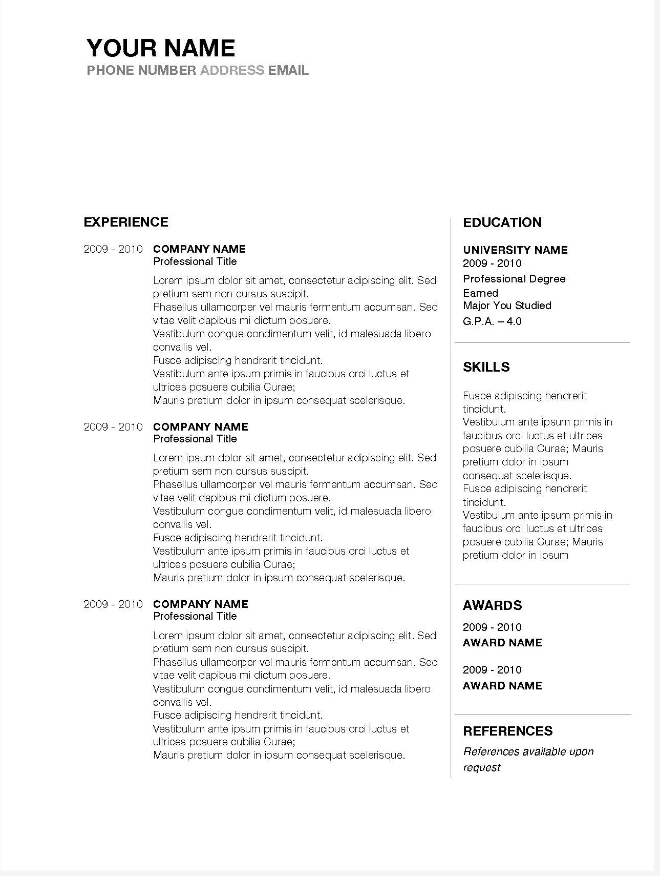 014 Template Ideas Microsoft Word Resume Templates Free With Regard To Free Resume Template Microsoft Word