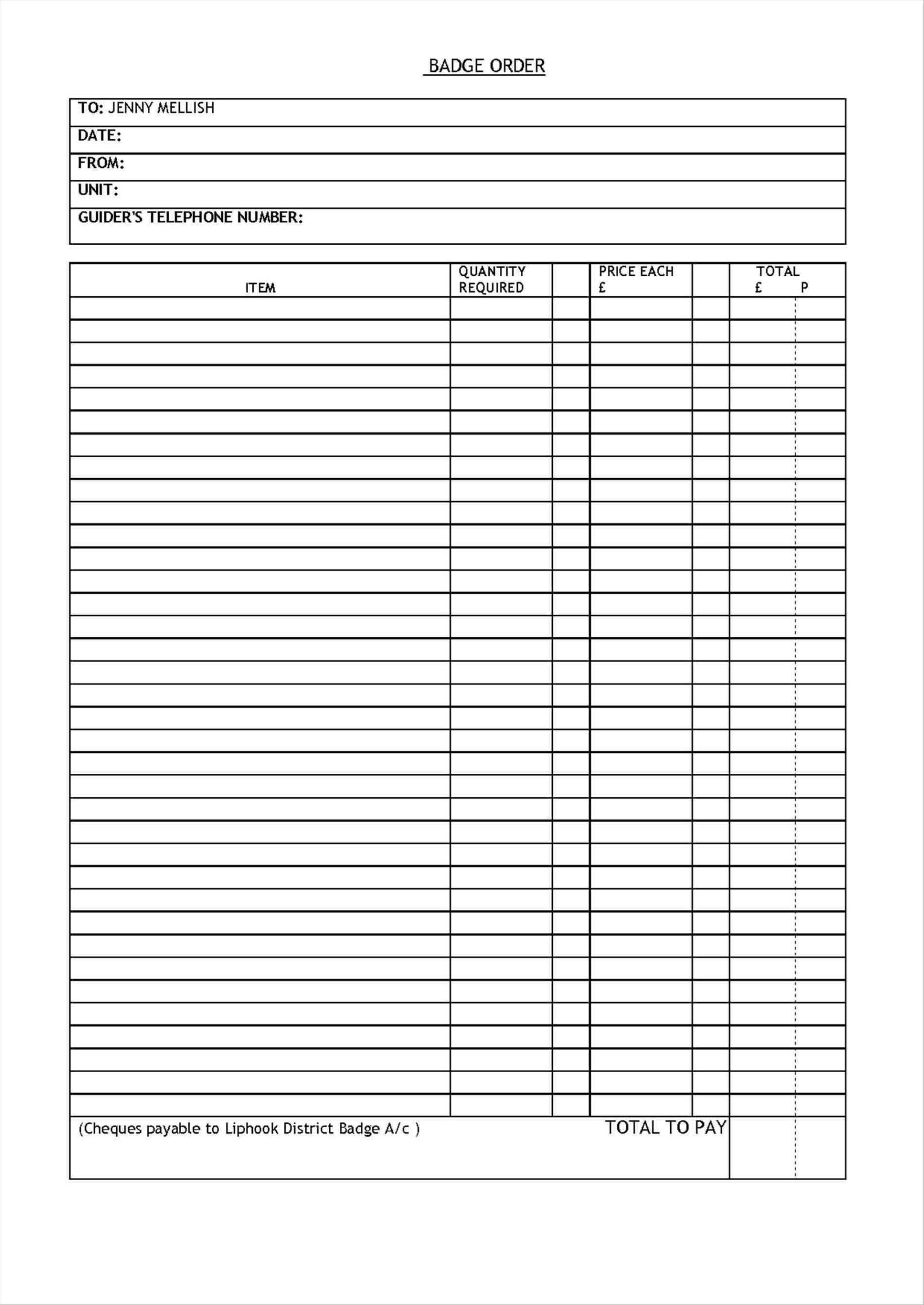 014 Template Ideas Order Form Free Outstanding Blank With Blank Tshirt Template Printable