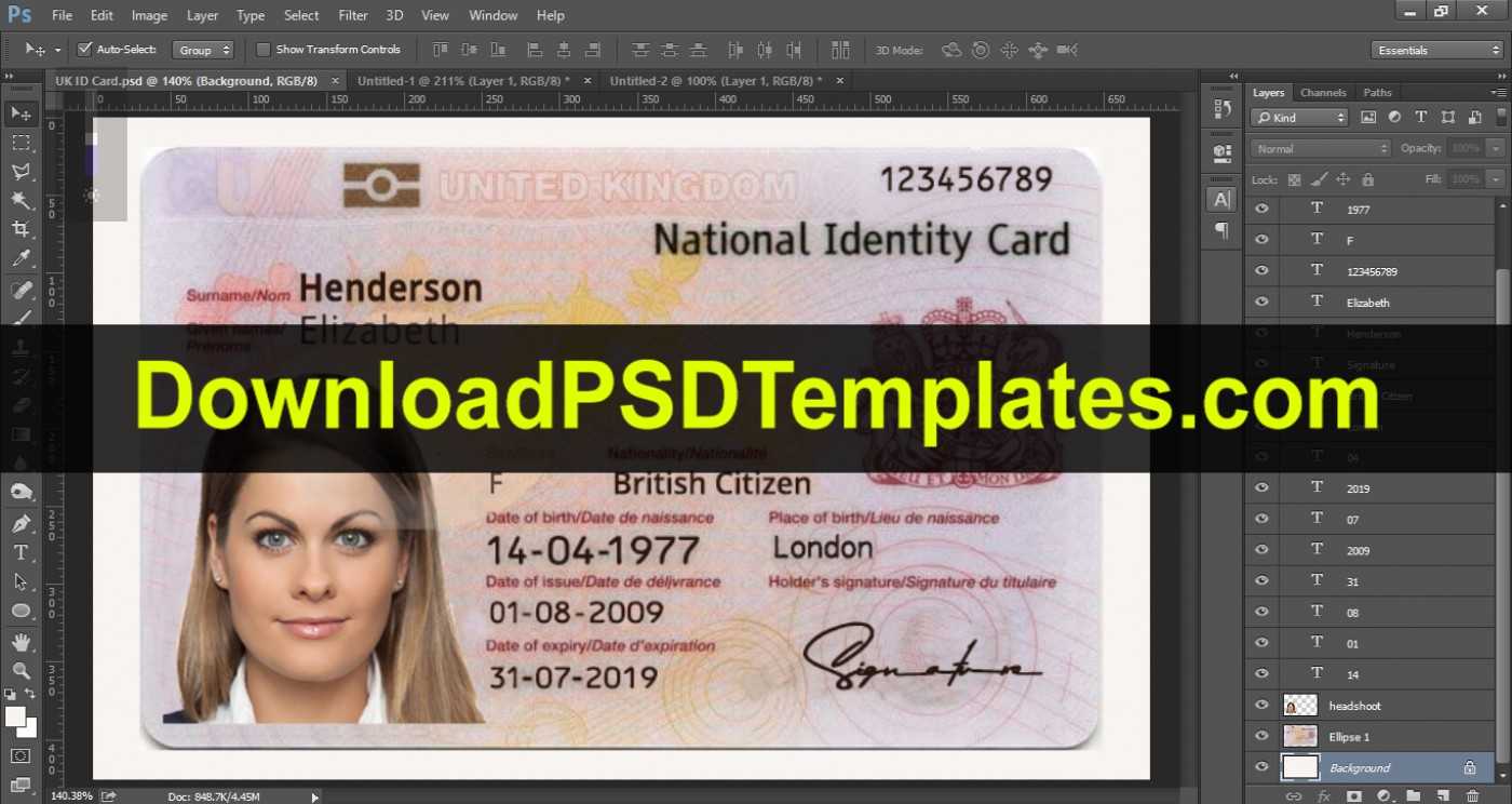 015 Id Card Designing Photoshop France Editable Psd Template Inside French Id Card Template