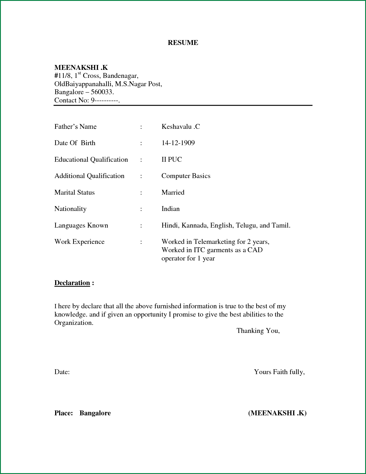015 Simple Resume Templates Free Download For Microsoft Word Throughout Simple Resume Template Microsoft Word