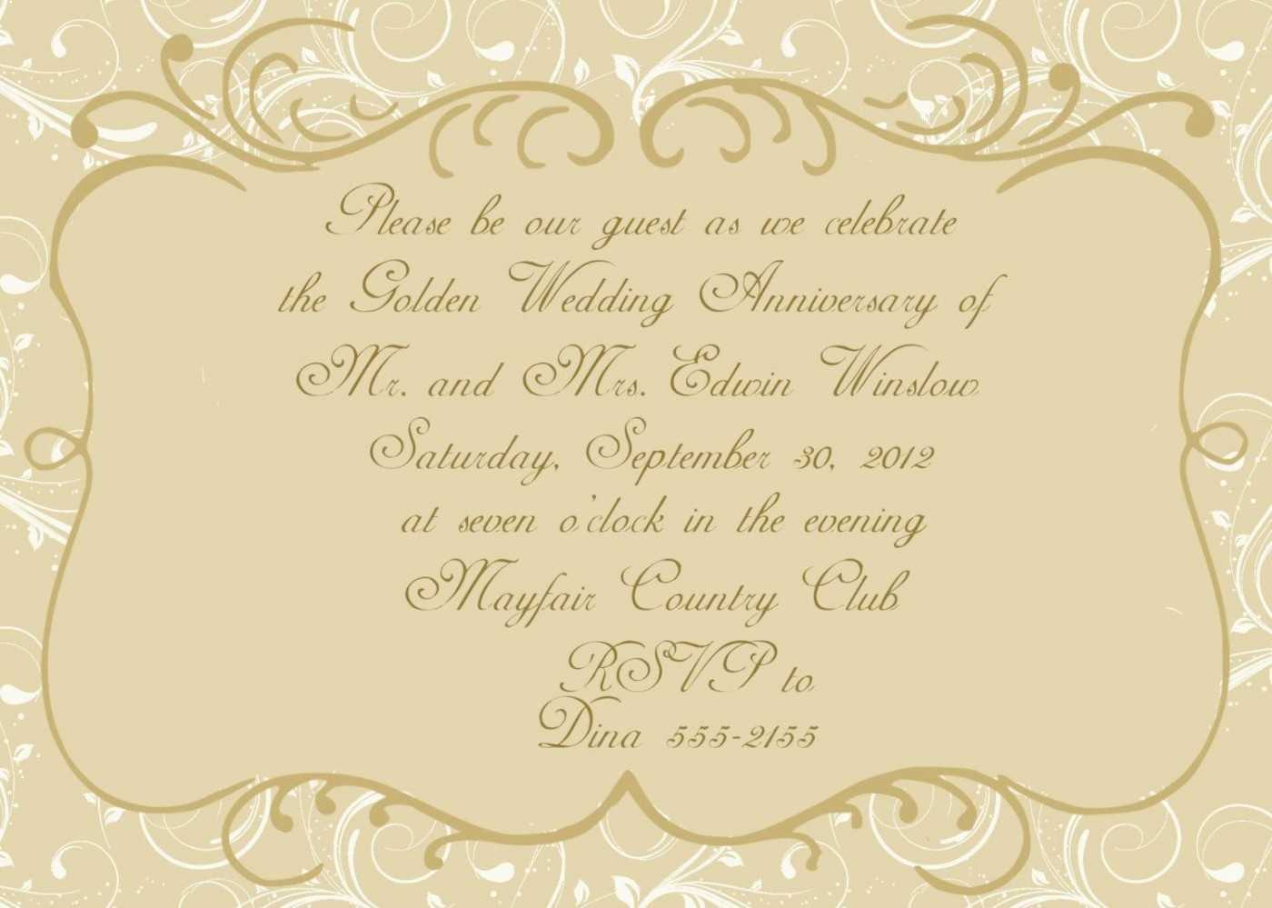 015 Template Ideas 50Th Wedding Anniversaryons Wording Pertaining To Sample Wedding Invitation Cards Templates