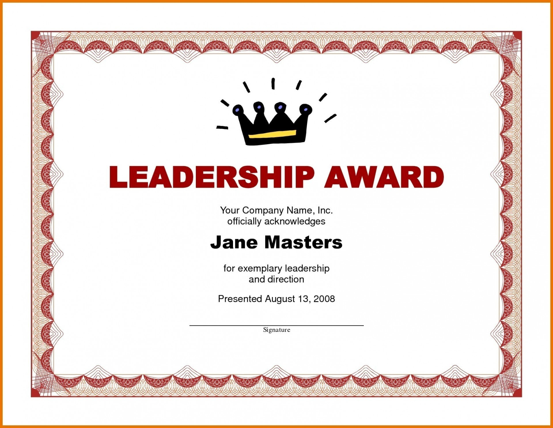 015 Template Ideas Award Certificate Word Doc Of Achievement Inside Leadership Award Certificate Template