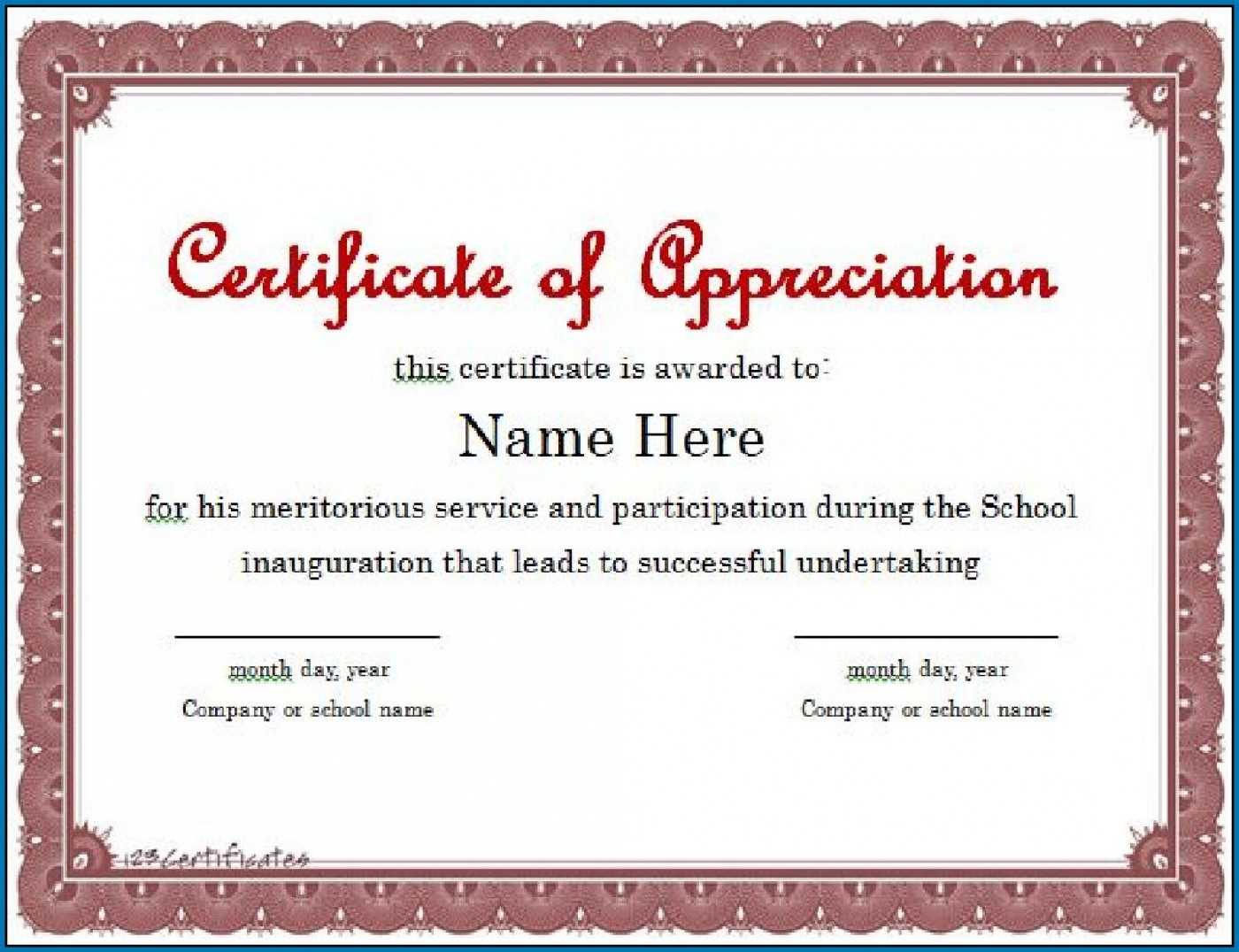 016 Certificate Of Appreciation Templates Free Powerpoint With Regard To Certificate Of Participation Template Ppt