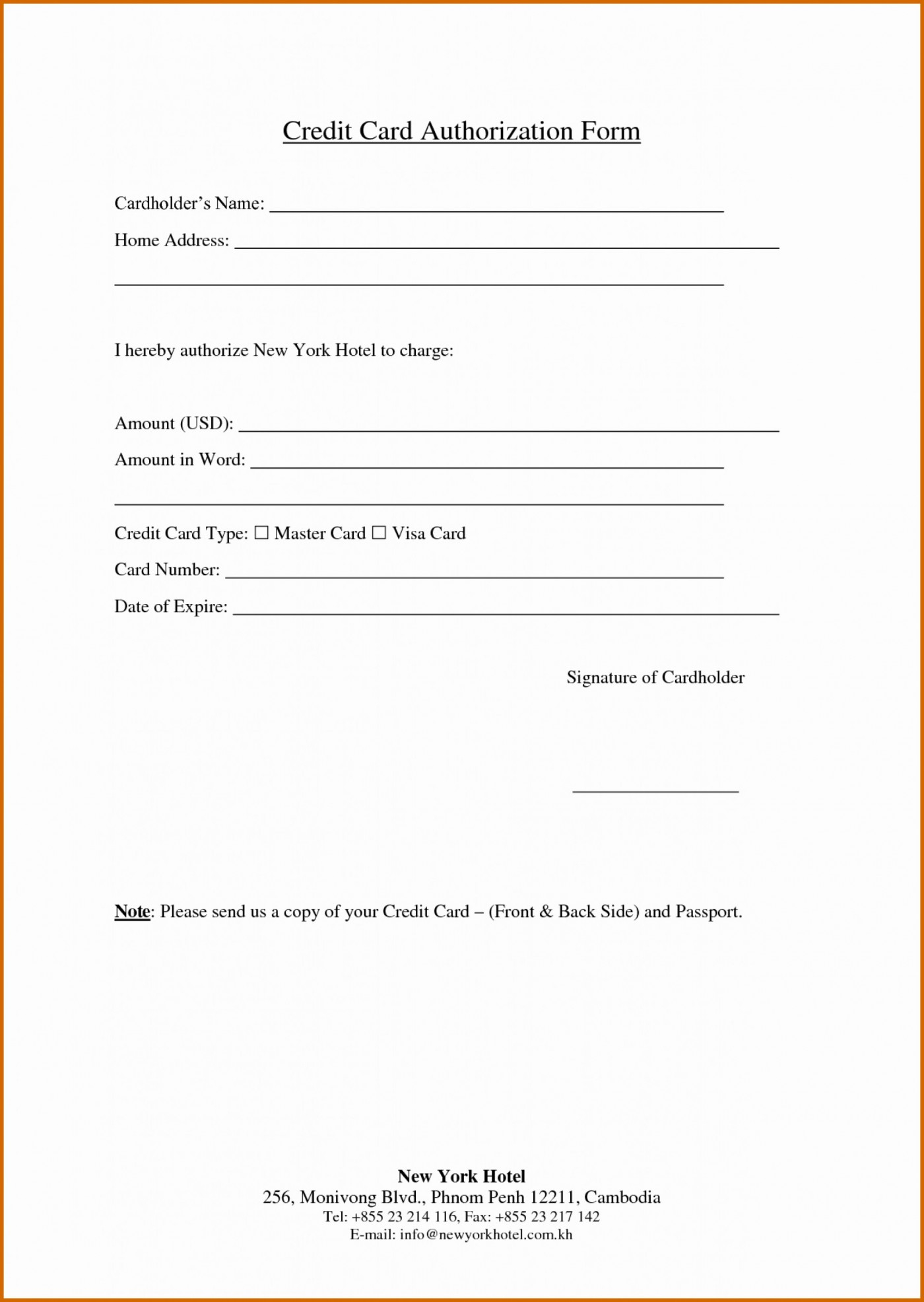 016 Credit Card Authorization Form Template Free Printable Within Credit Card Authorization Form Template Word