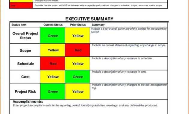 016 Project Management Plan Executive Summary Example inside Executive Summary Project Status Report Template