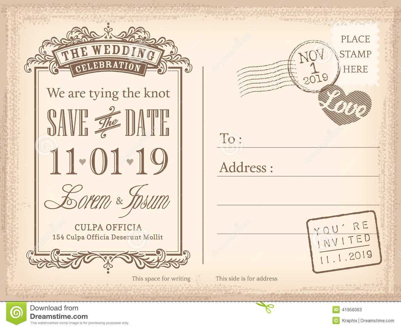 016 Save The Date Postcard Templates Vintage Background Regarding Save The Date Cards Templates