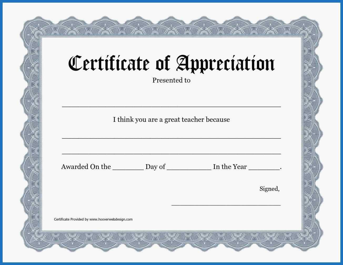 017 Certificate Of Appreciation Templates Free Template Regarding Free Template For Certificate Of Recognition