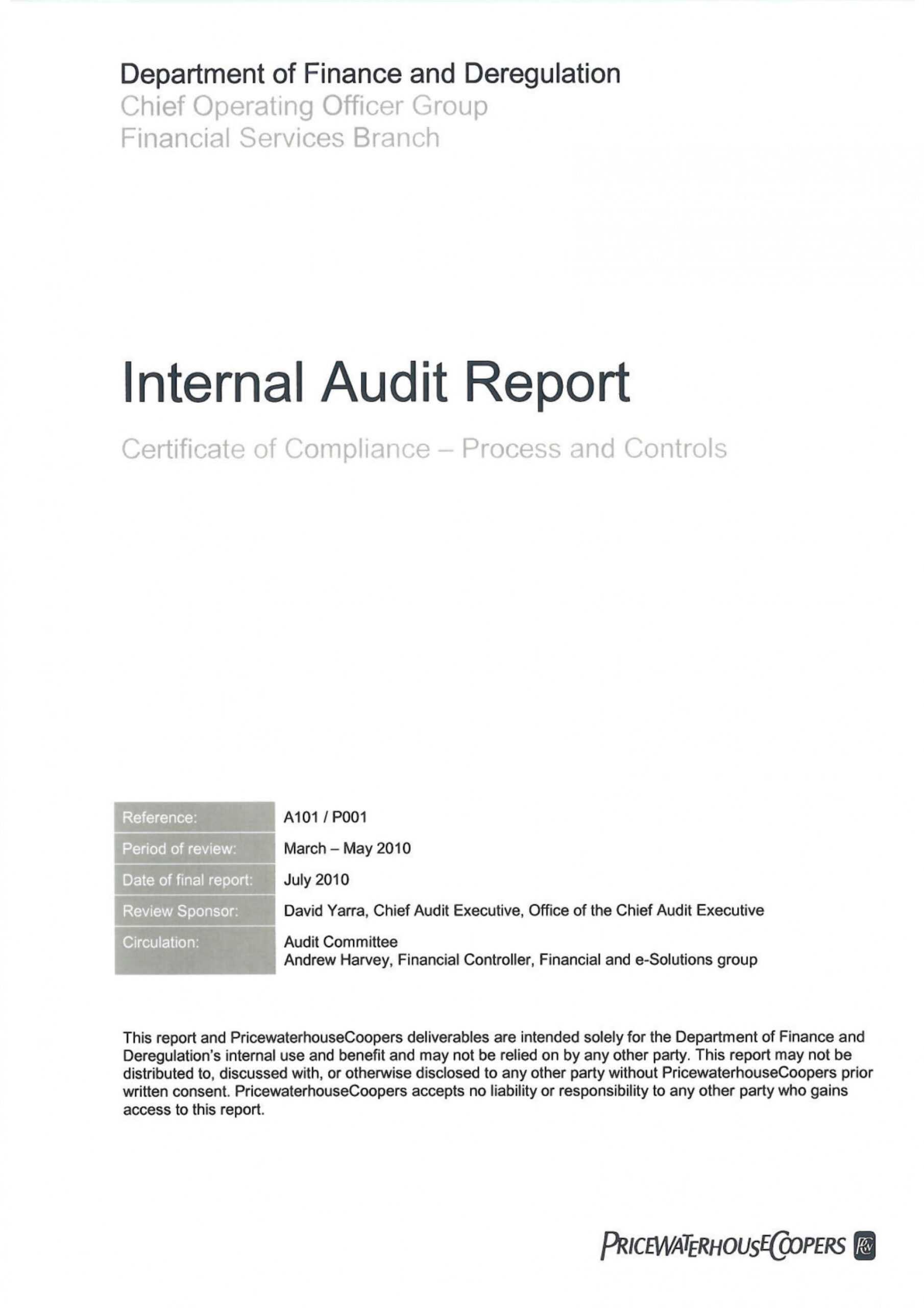 017 Detailed Internal Audit Report Example Template In Internal Control Audit Report Template