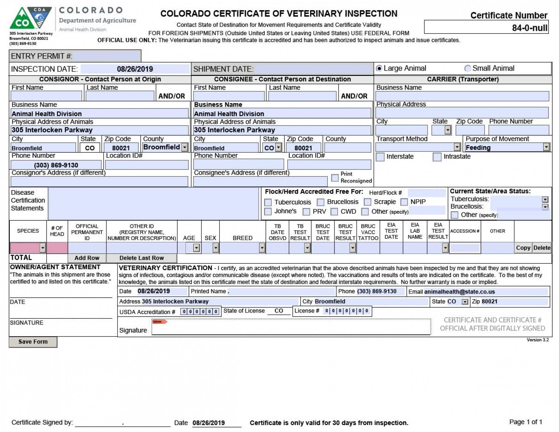 017 Pet Health Certificate Template Intended For Certificate Of Inspection Template