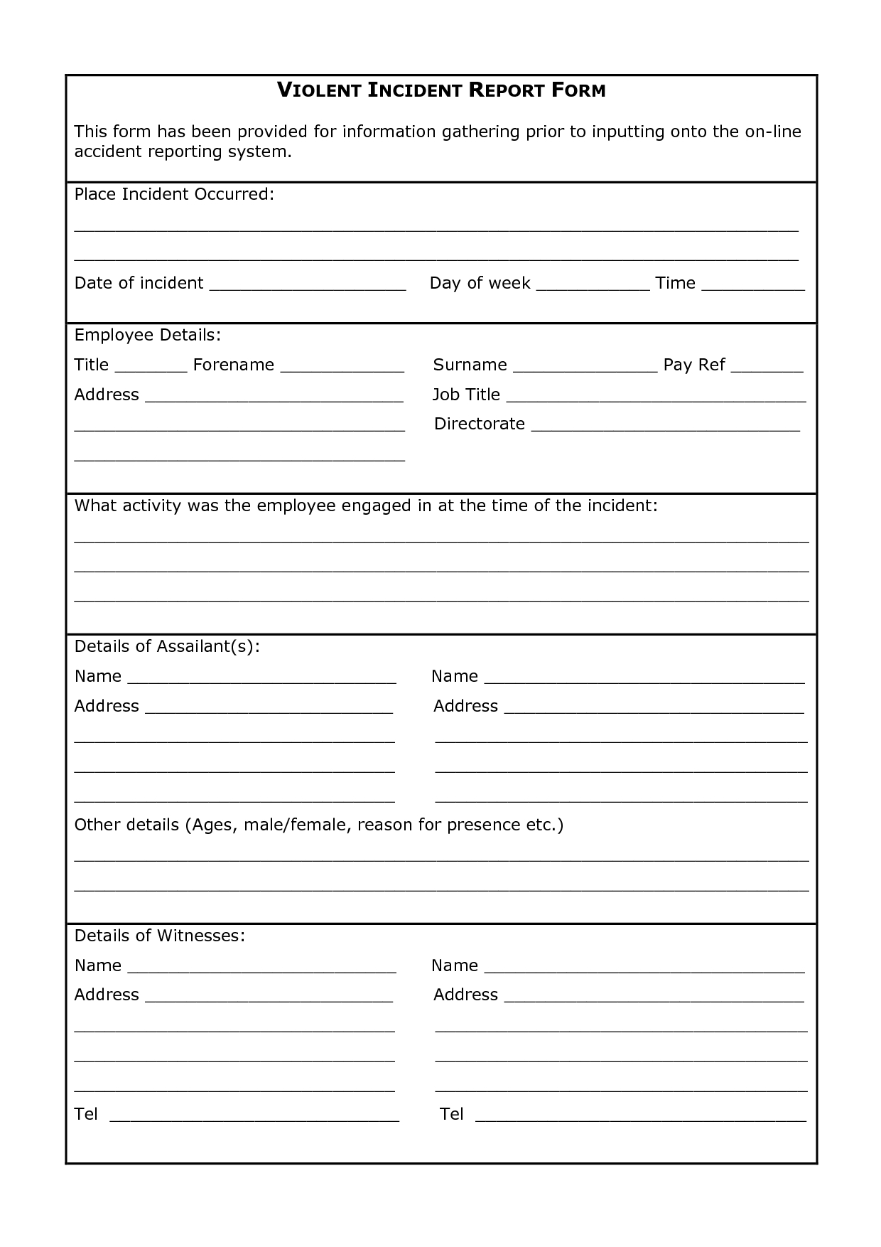 017 Vehicle Accident Report Form Template Doc Ideas Throughout Incident Report Form Template Doc