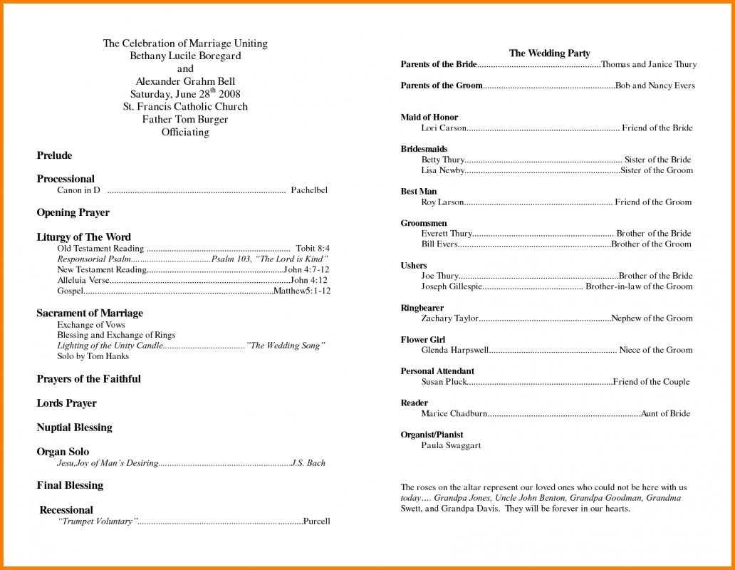 017 Wedding Ceremony Program Template Free Ideas Printable Intended For Church Program Templates Word