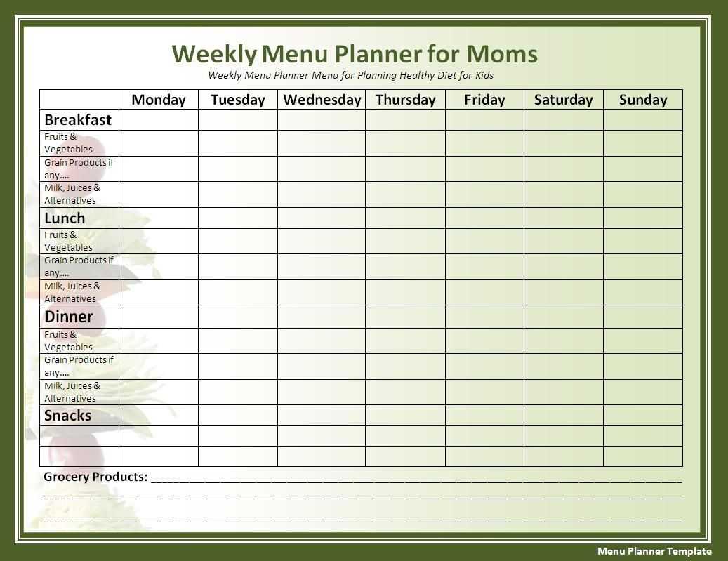 018 Template Ideas Free Menu Planner Templates For Word Meal Within Meal Plan Template Word