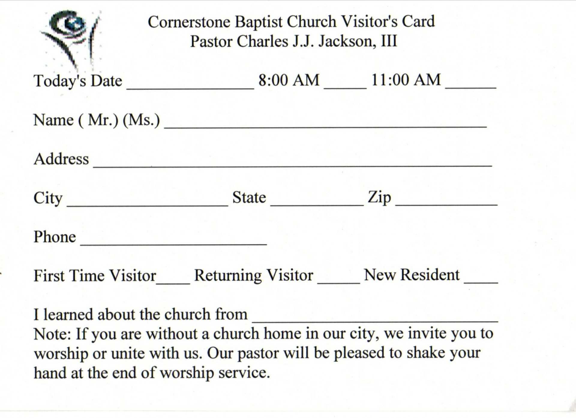 019 Template Ideas Church Visitor Card Word Impressive Within Church Visitor Card Template Word
