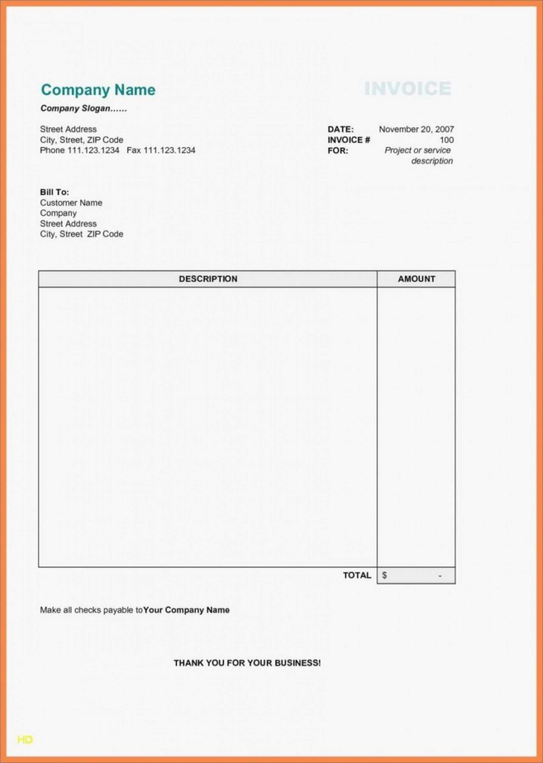 020 Free Receipt Template Microsoft Word Blank Invoice For In Blank Taxi Receipt Template