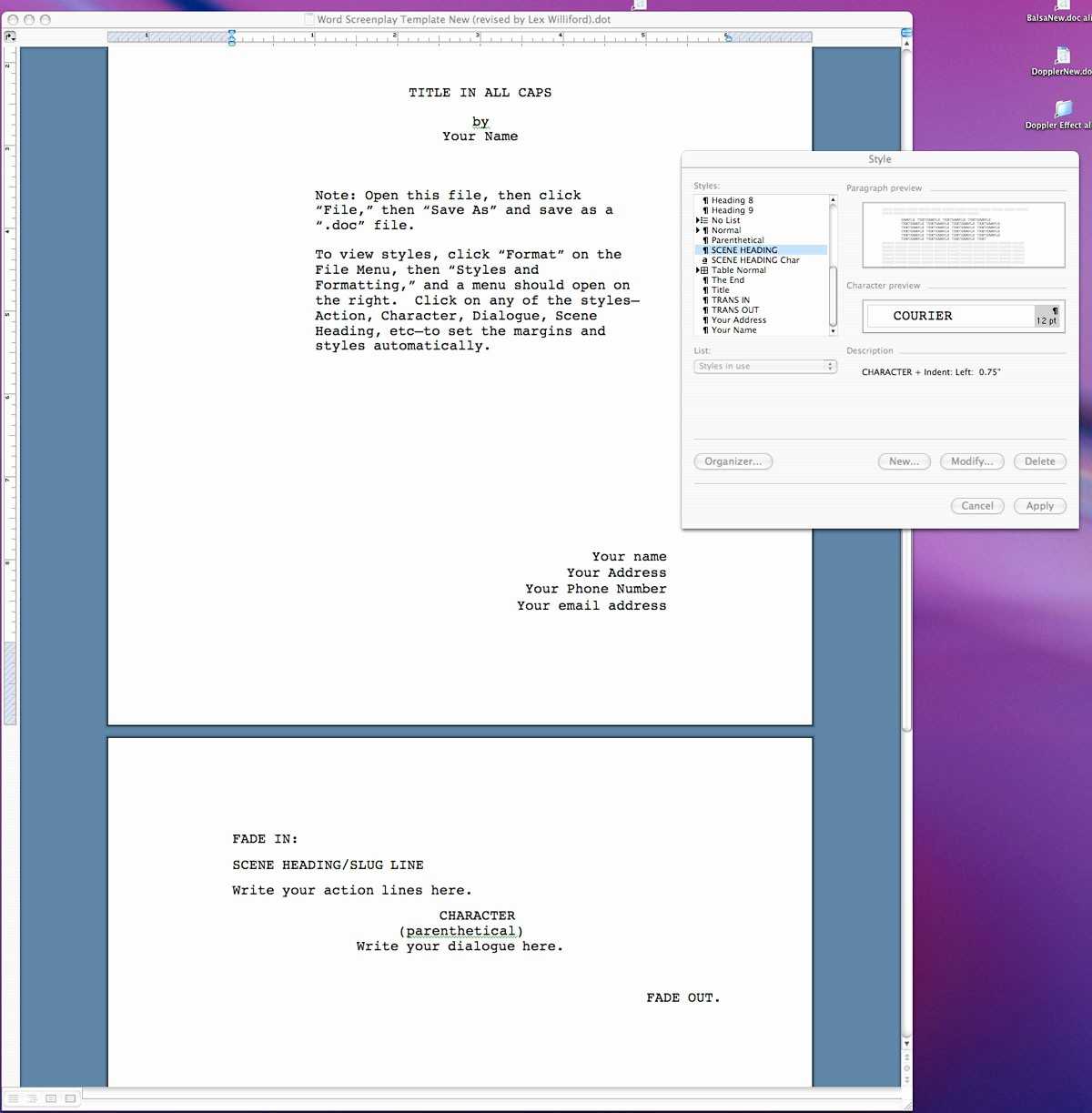 020 Microsoft Word Screenplay Template Ideas Format Within Microsoft Word Screenplay Template