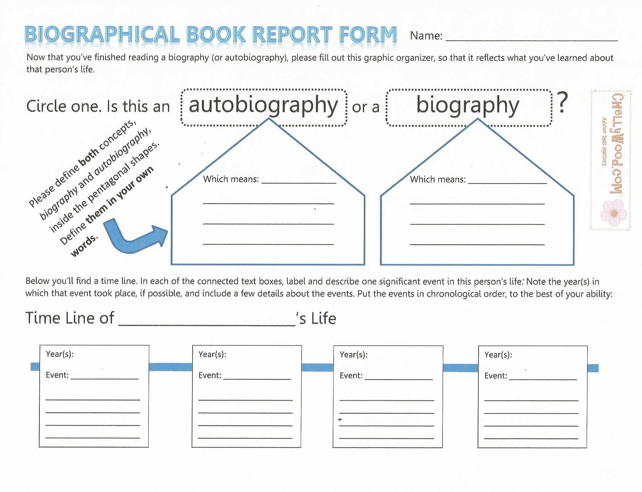 021 Biographical Book Report Form Pg Research Paper Inside Biography Book Report Template