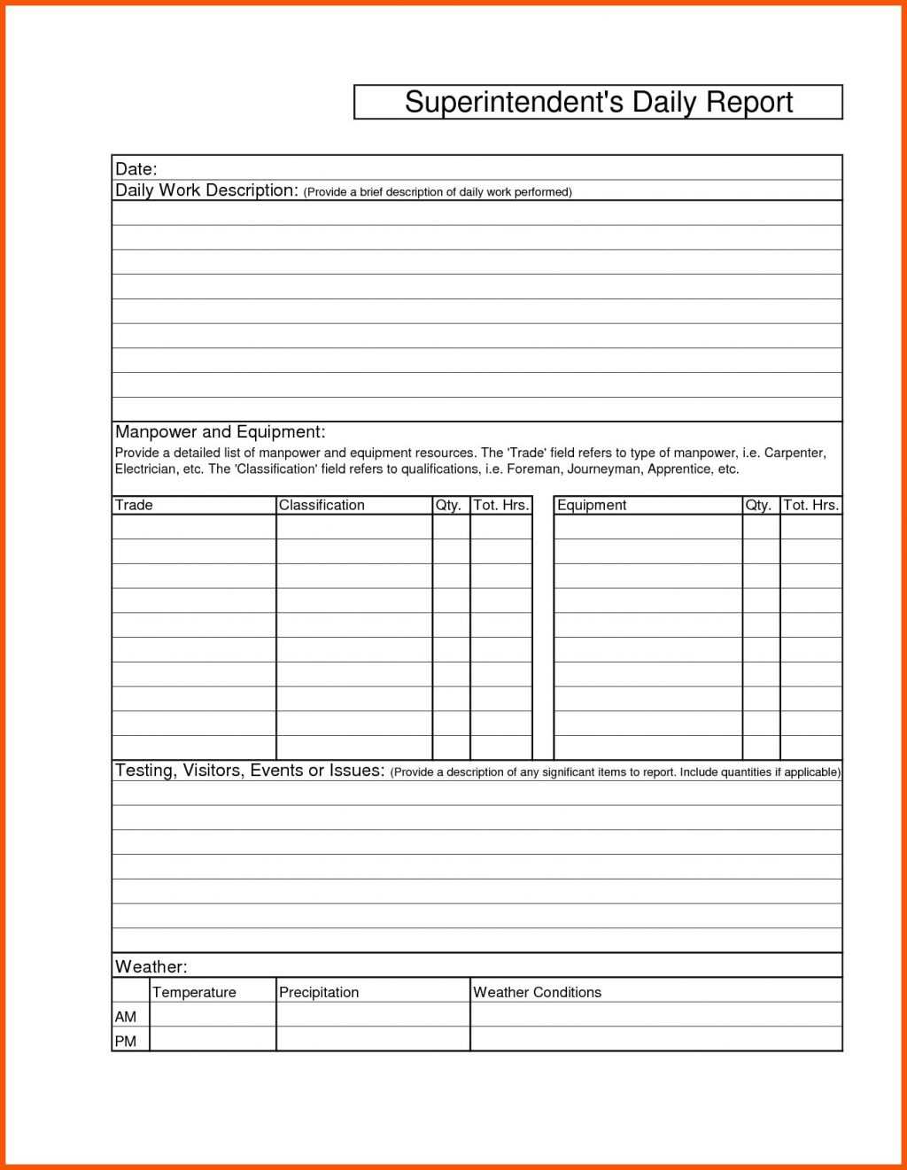 021 Construction Project Daily Report Format Templatedeas Throughout Employee Daily Report Template