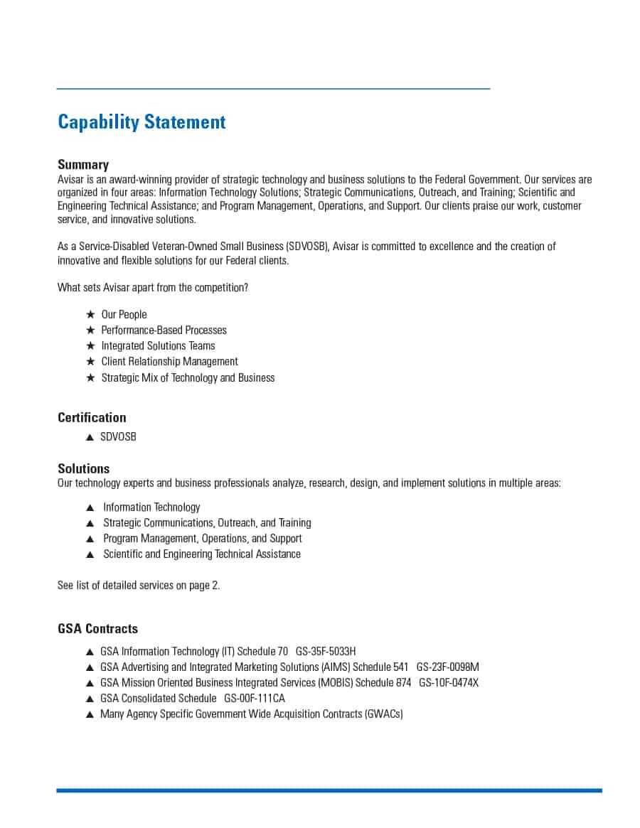022 Free Capability Statement Template Word Ideas Wonderful Intended For Capability Statement Template Word