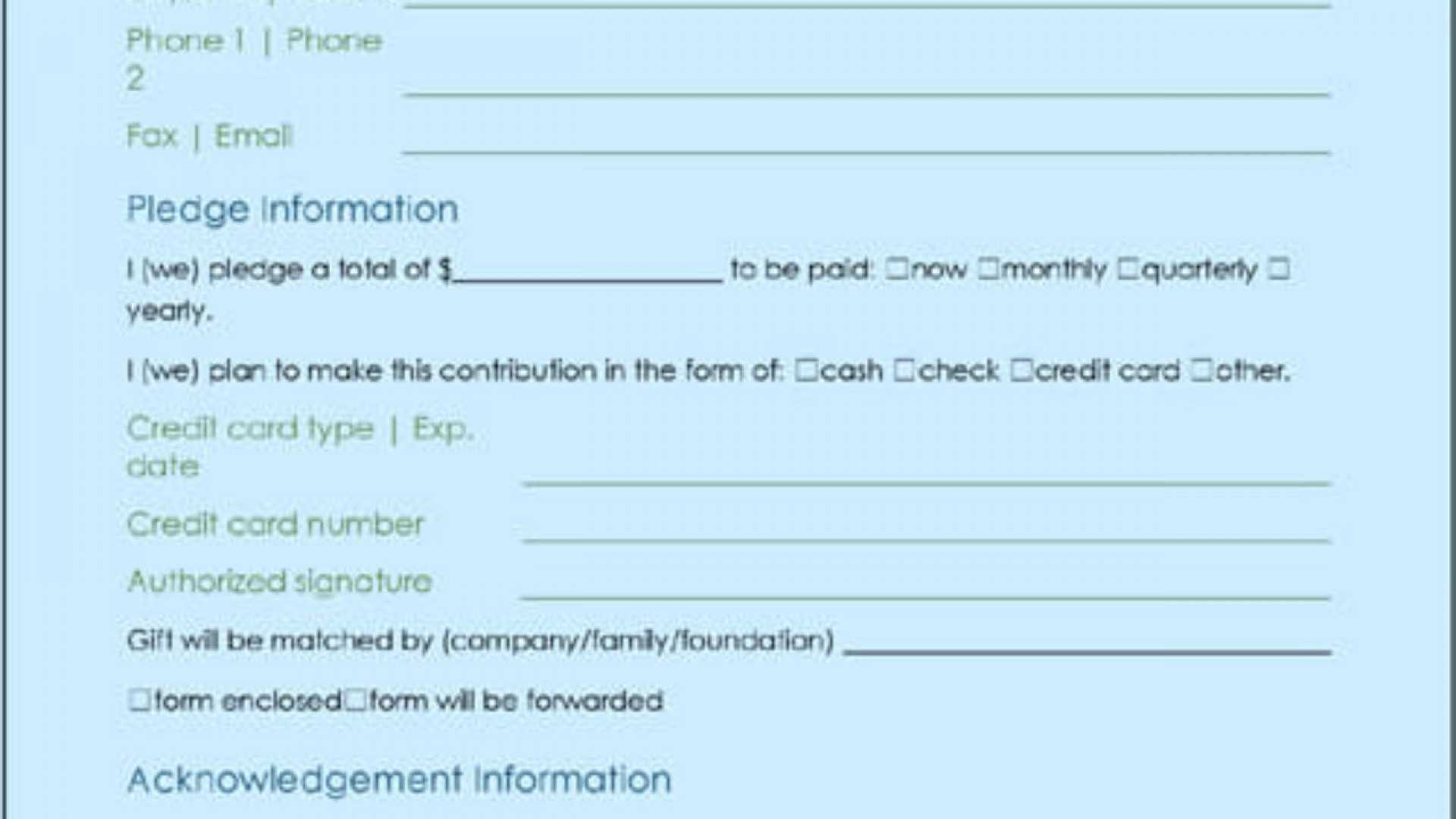 022 Template Ideas Fundraising Form Word Orderorm Templates For Fundraising Pledge Card Template