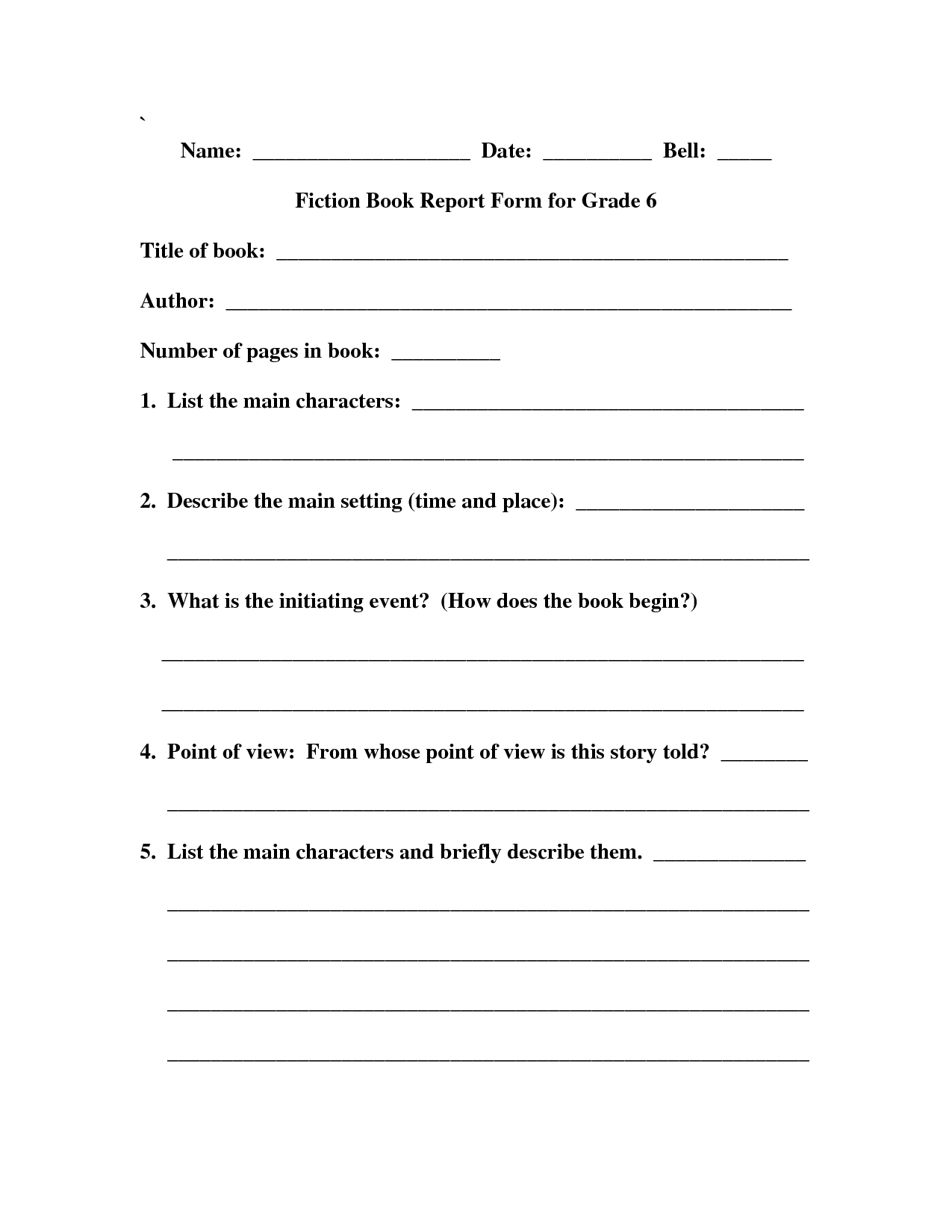 022 Template Ideas Research Paper Graphic Organizer 6Th Pertaining To 6Th Grade Book Report Template