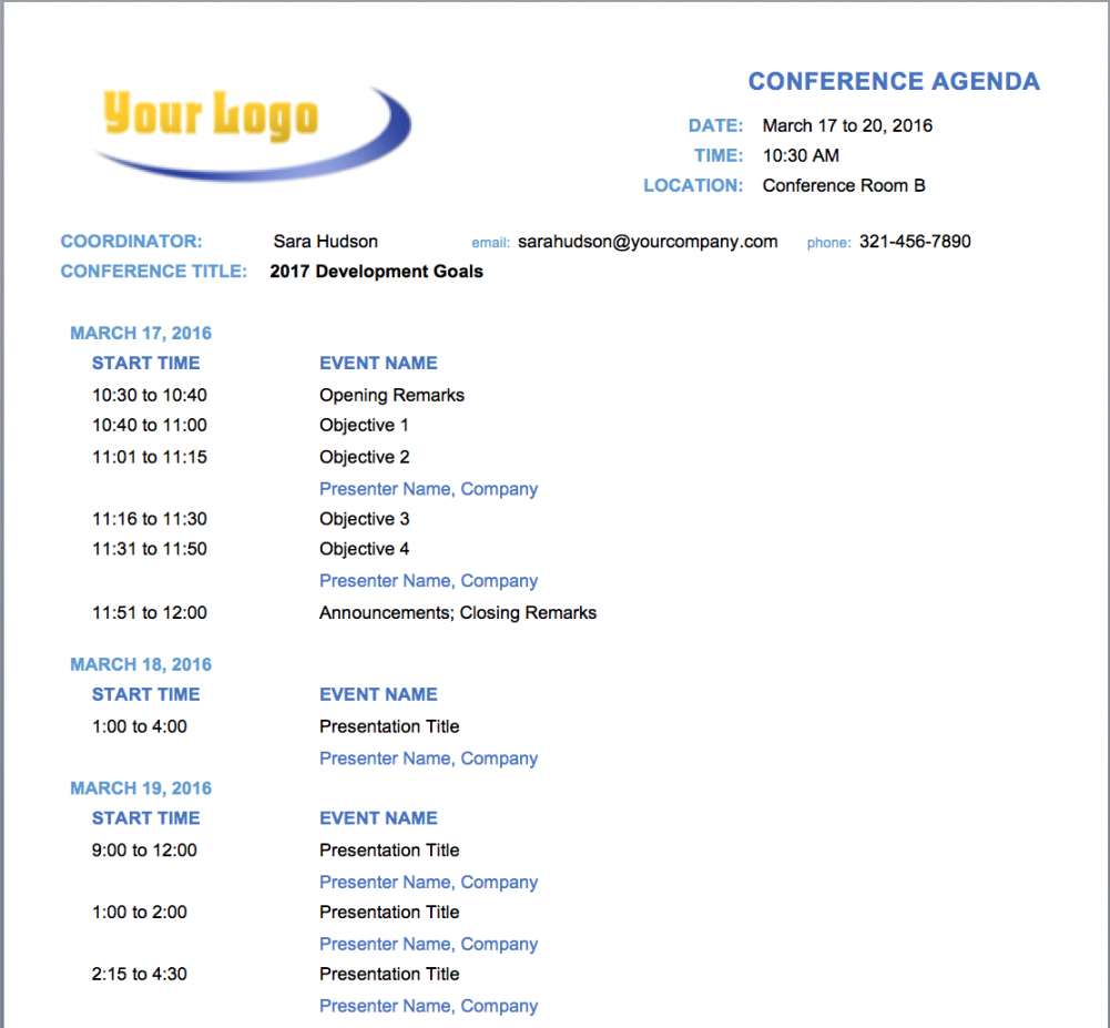 023 Free Meeting Agenda Templates For Microsoft Word Pertaining To Event Agenda Template Word