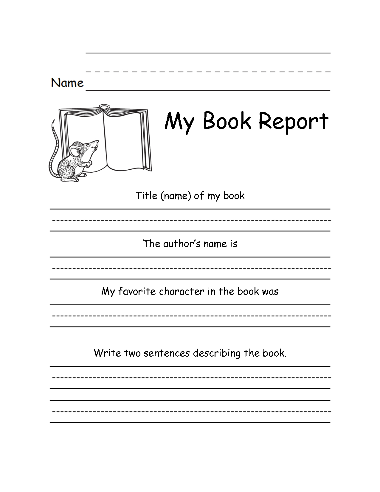 024 2Nd Grade Book Report Template 132370 Free Templates Inside Book Report Template Middle School