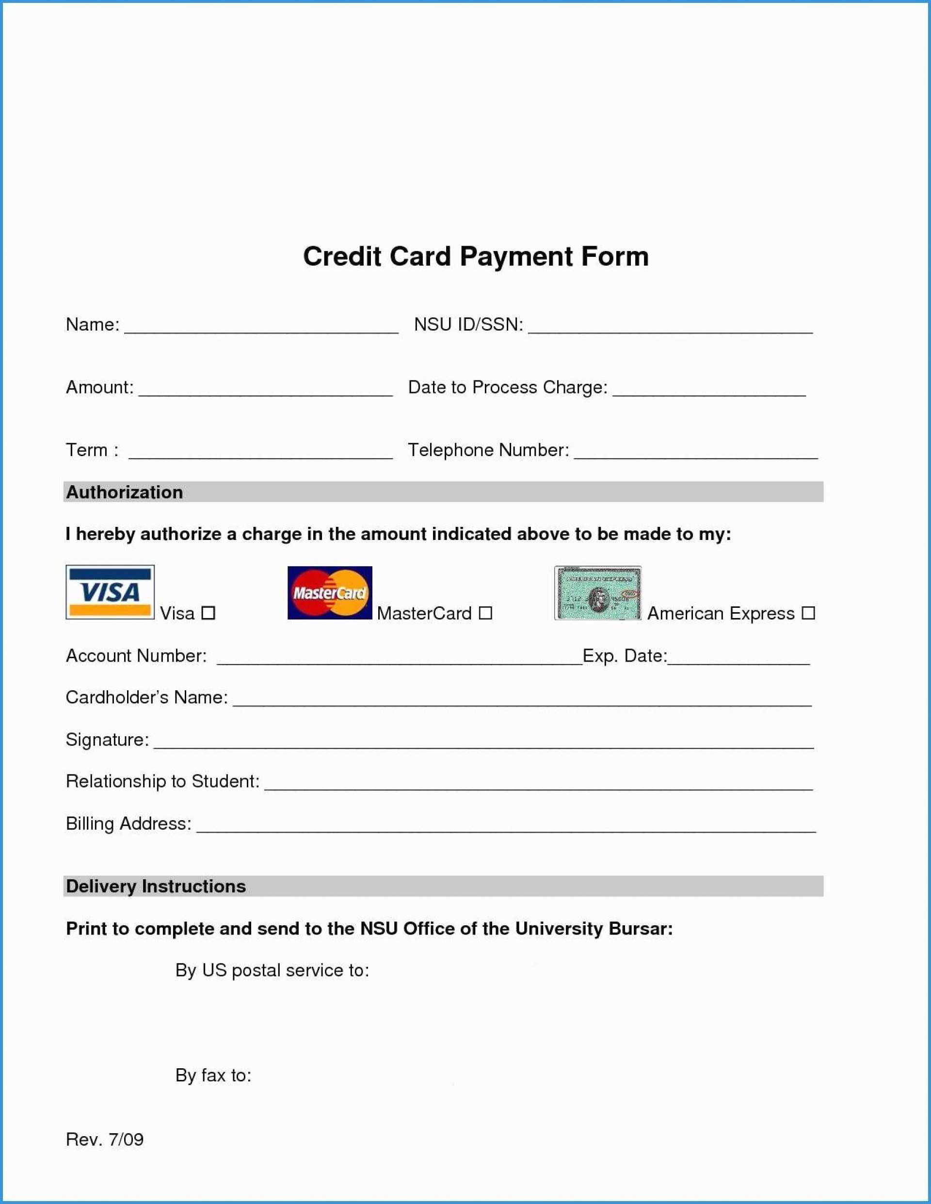 024 Credit Card Authorization Form Template Free Printable With Regard To Credit Card Billing Authorization Form Template