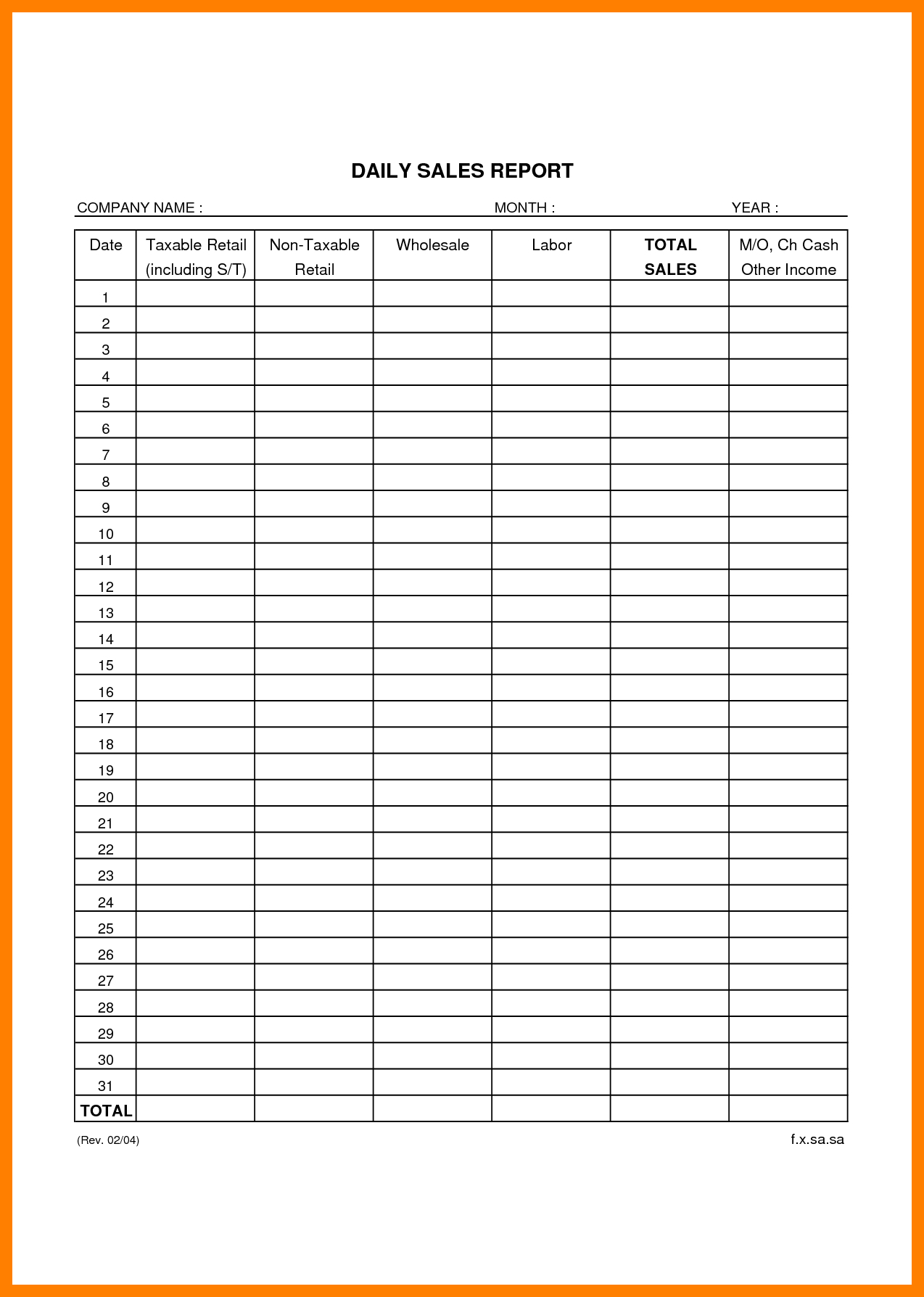 025 Daily Sales Report Template Retail Business Templates Intended For Sale Report Template Excel