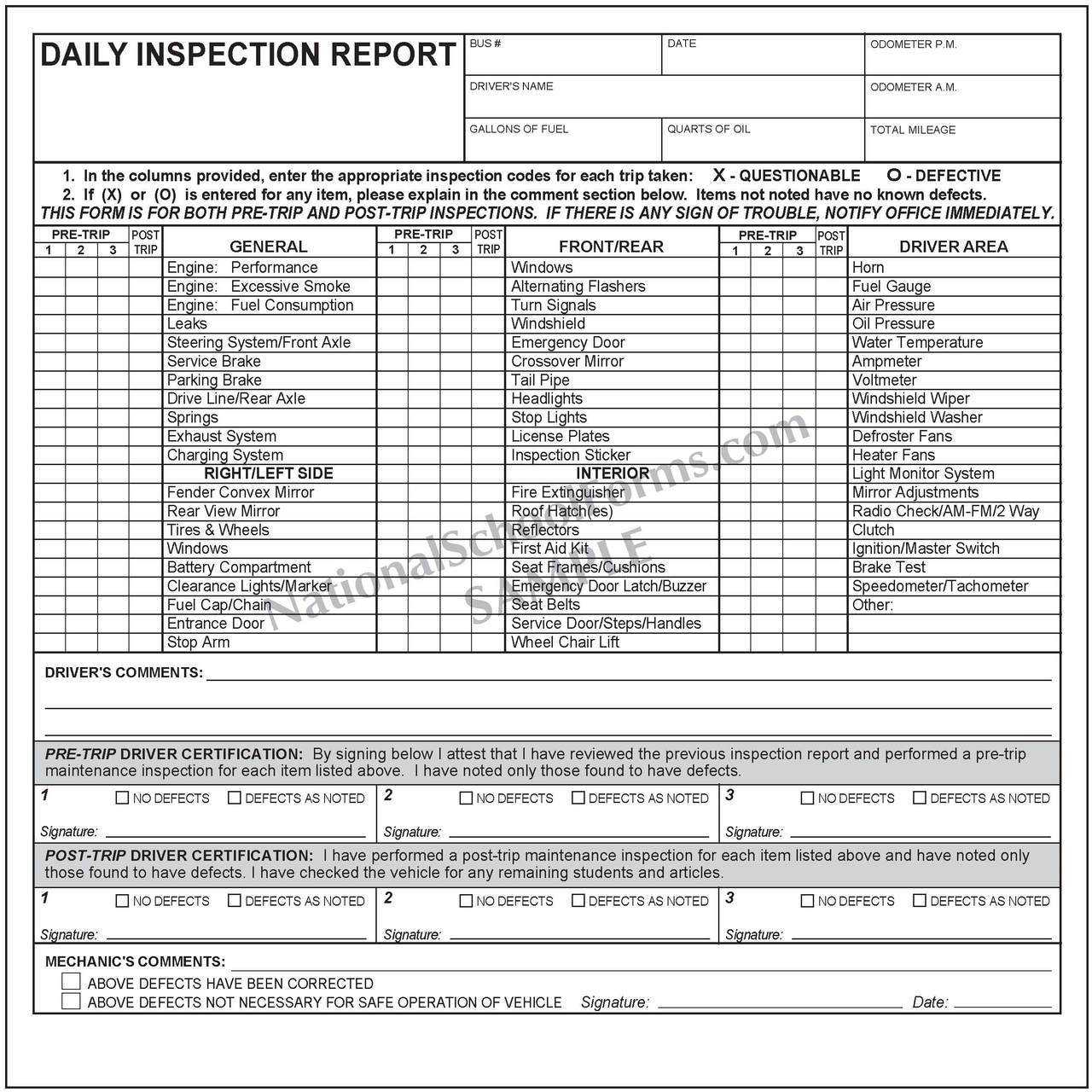 025 Driver Vehicle Inspection Report Template Ideas 217 Within Daily Inspection Report Template