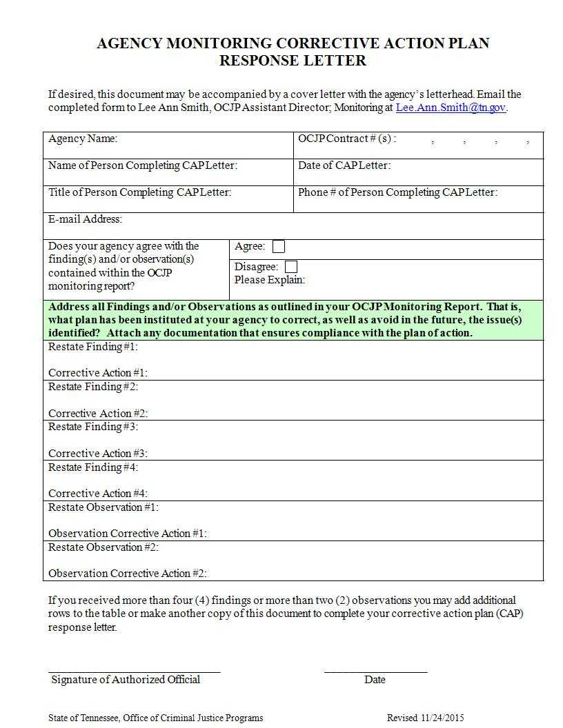 025 Template Ideas Corrective Action Report Agency Regarding Compliance Monitoring Report Template