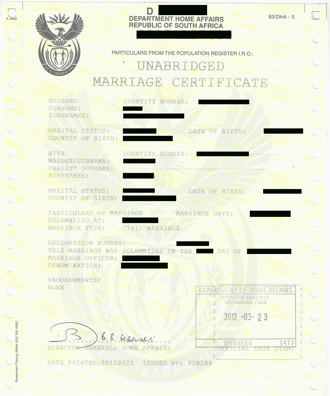 025 Unabridged Marriage Certificate Sample Of Template With Regard To South African Birth Certificate Template