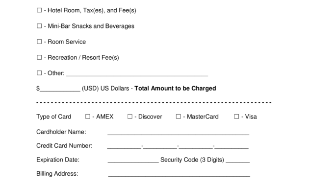 026 Hotel Credit Card Authorization Form Template regarding Hotel Credit Card Authorization Form Template