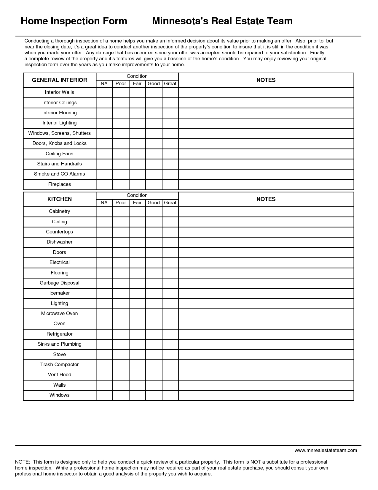 026 Template Ideas 20Free Home20Nspection Forms Pdf Blank Regarding Property Management Inspection Report Template