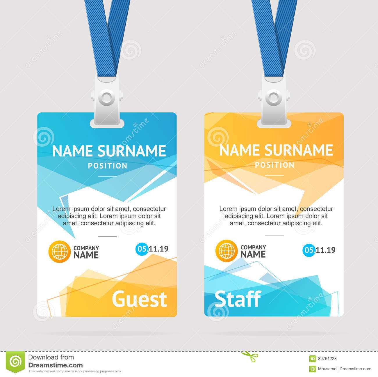 026 Template Ideas Id Card Plastic Badge Vector Vertical Set Throughout Id Badge Template Word