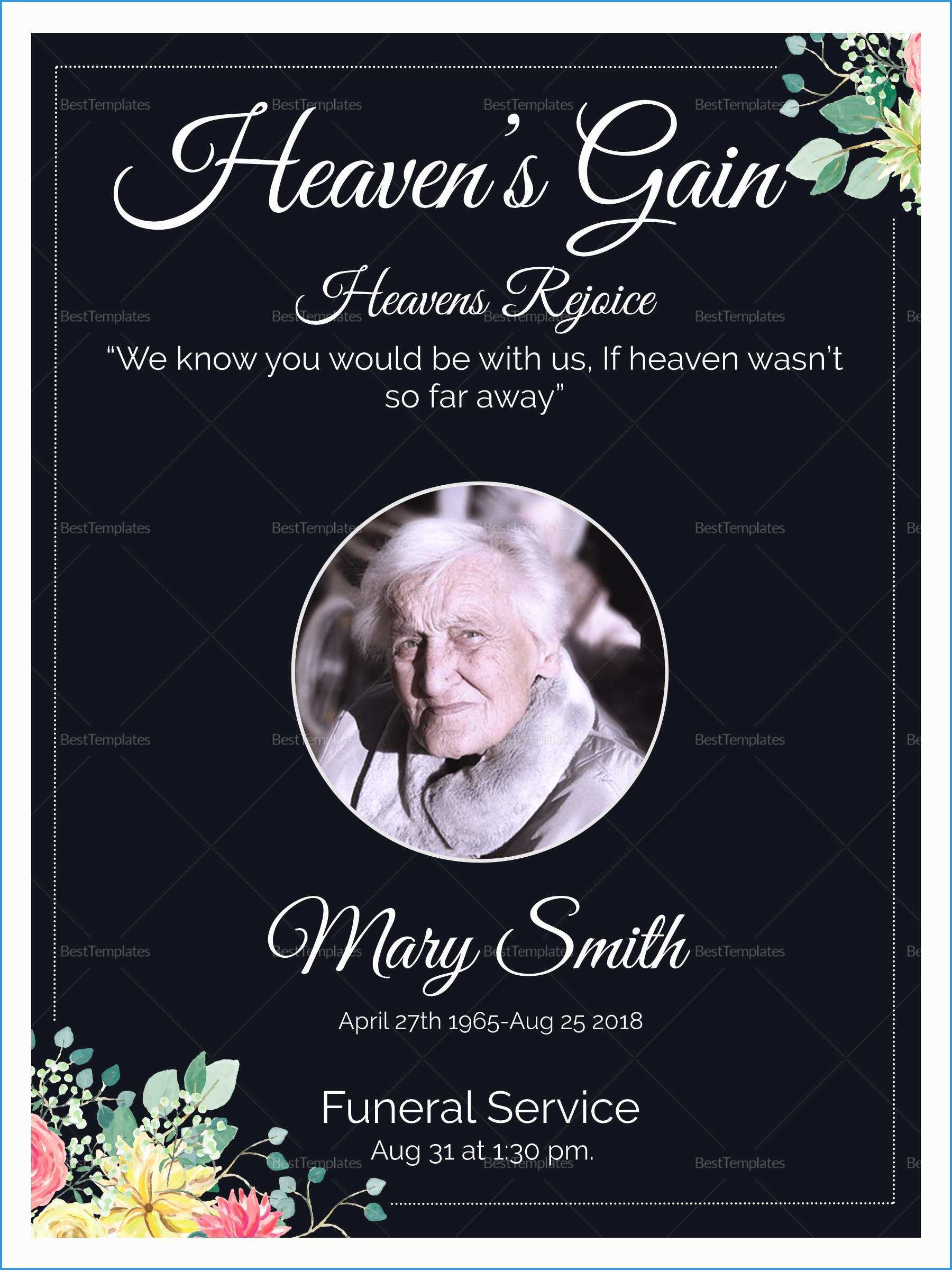 027 Free Memorial Card Template Ideas Death Announcement Pertaining To Memorial Cards For Funeral Template Free