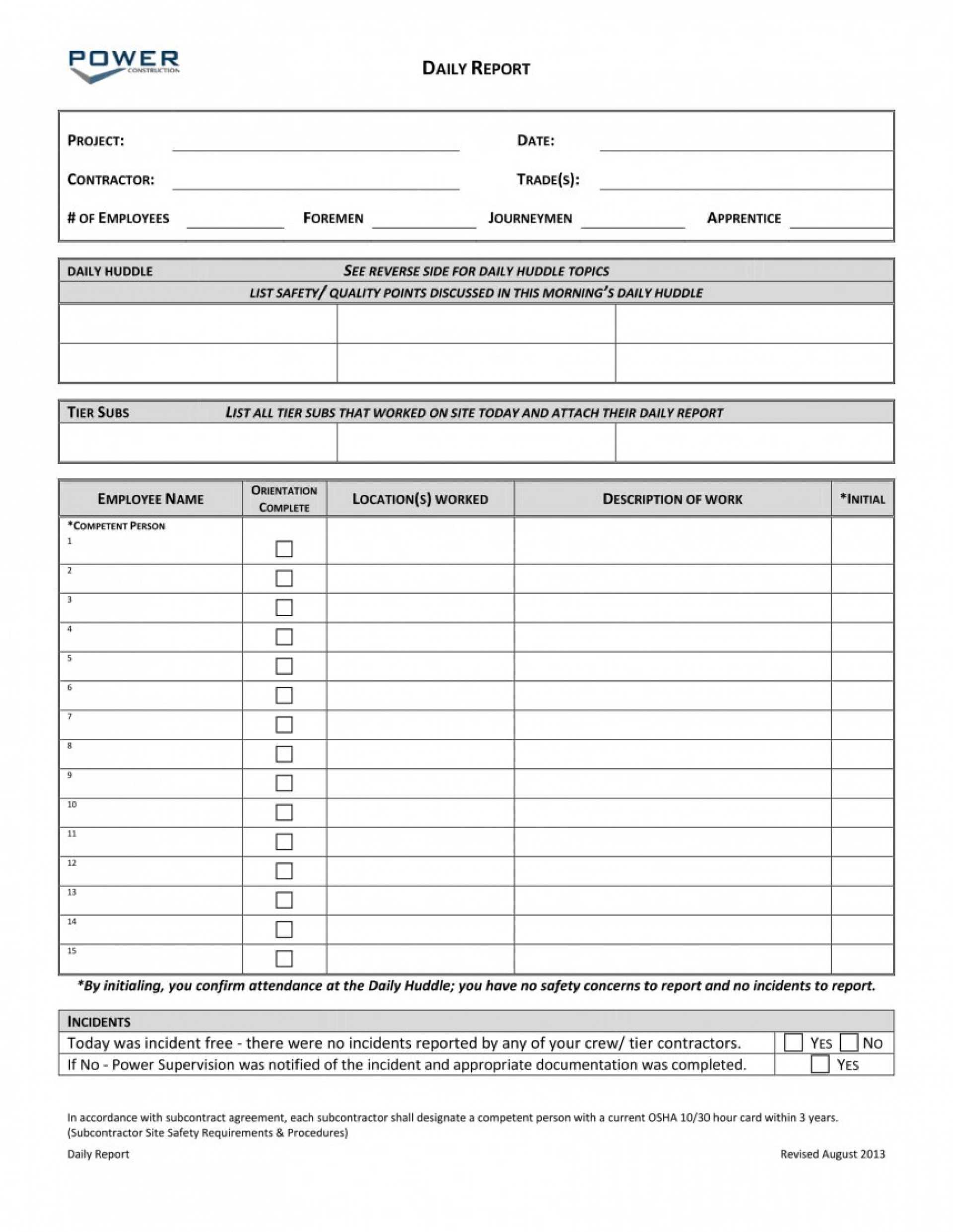 027 Template Ideas Construction Daily Report Form Pdf Intended For Employee Daily Report Template