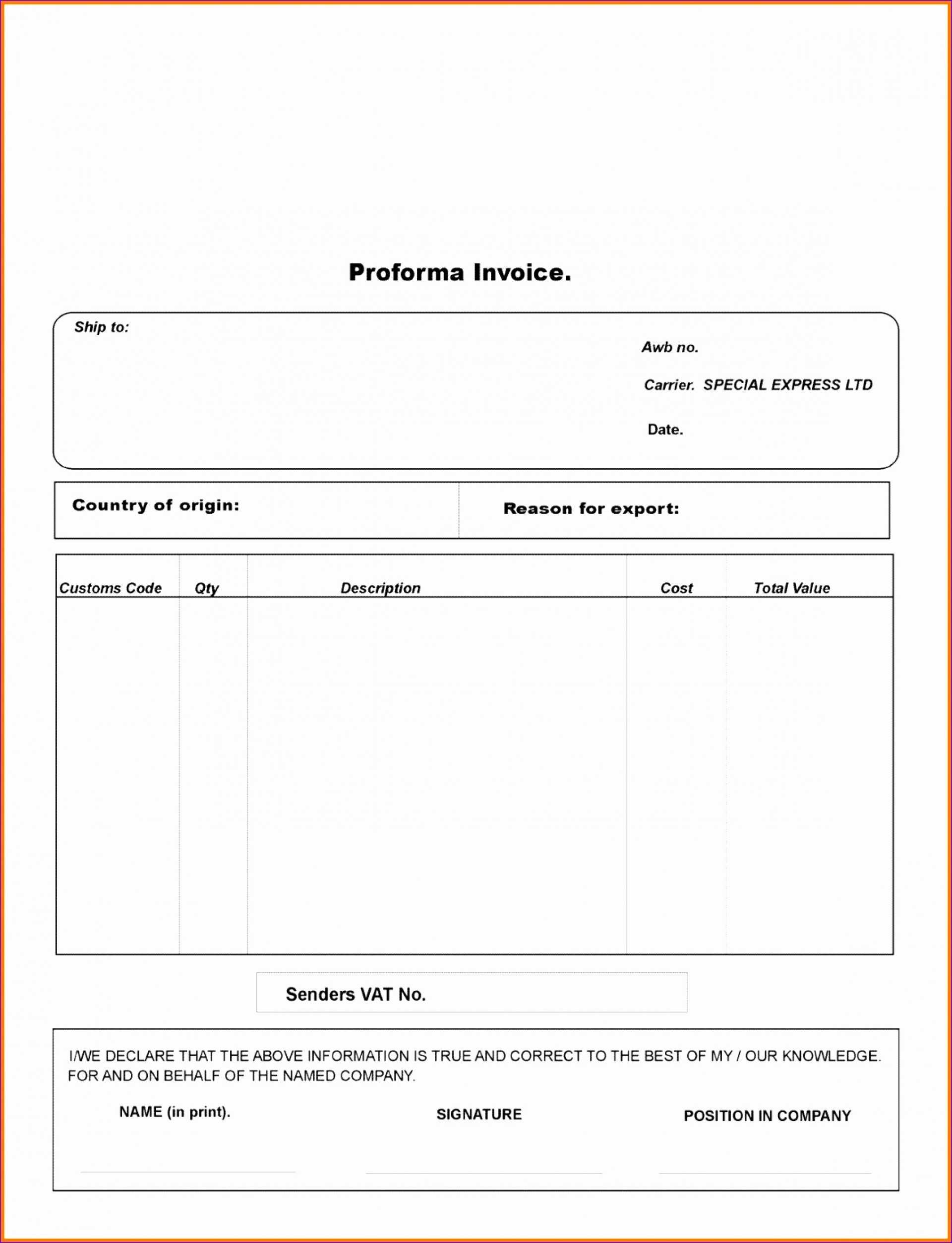 028 Proforma Invoice Template Pdf Free Download Ideas Simple In Free Proforma Invoice Template Word