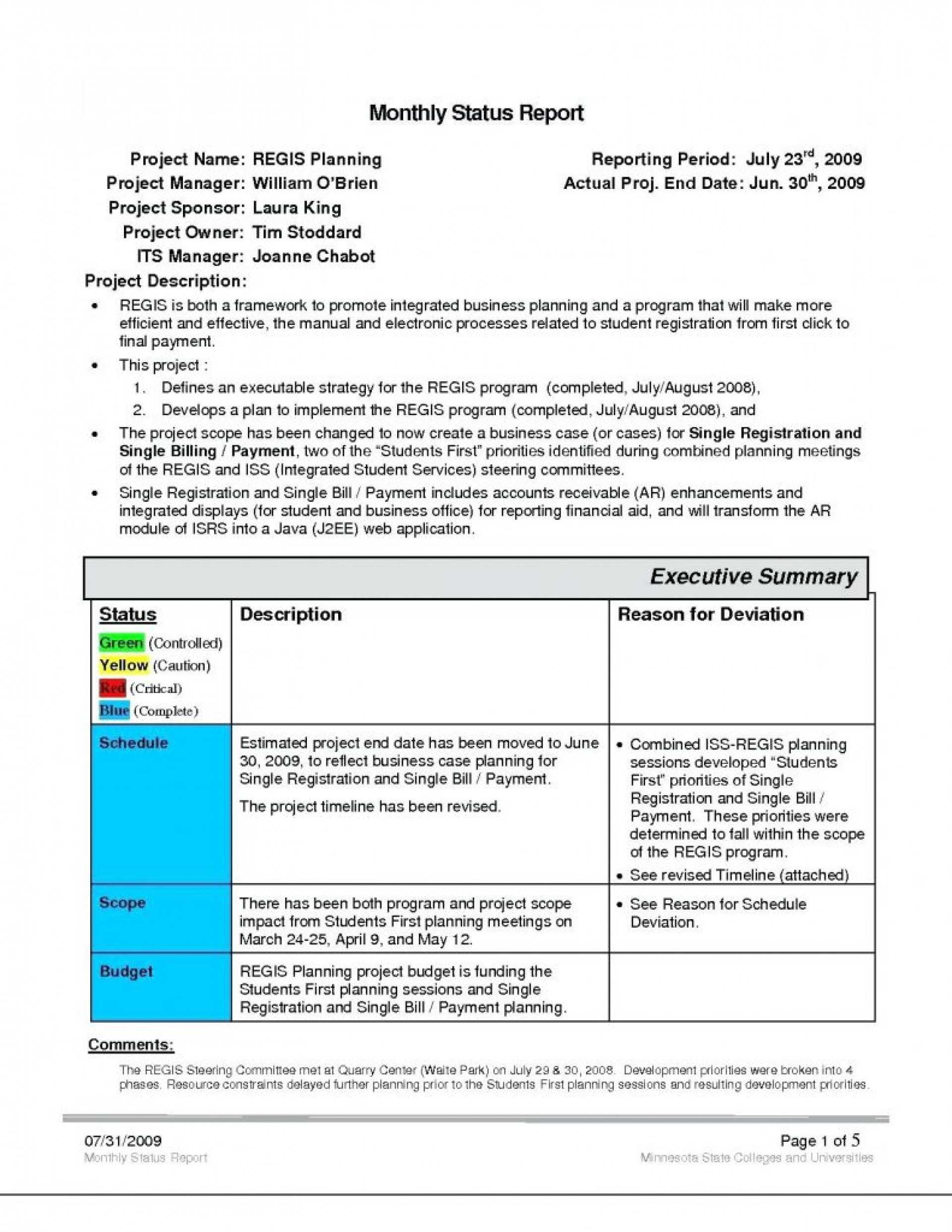 028 Project Management Executive Summary Template Pertaining To Project Management Final Report Template