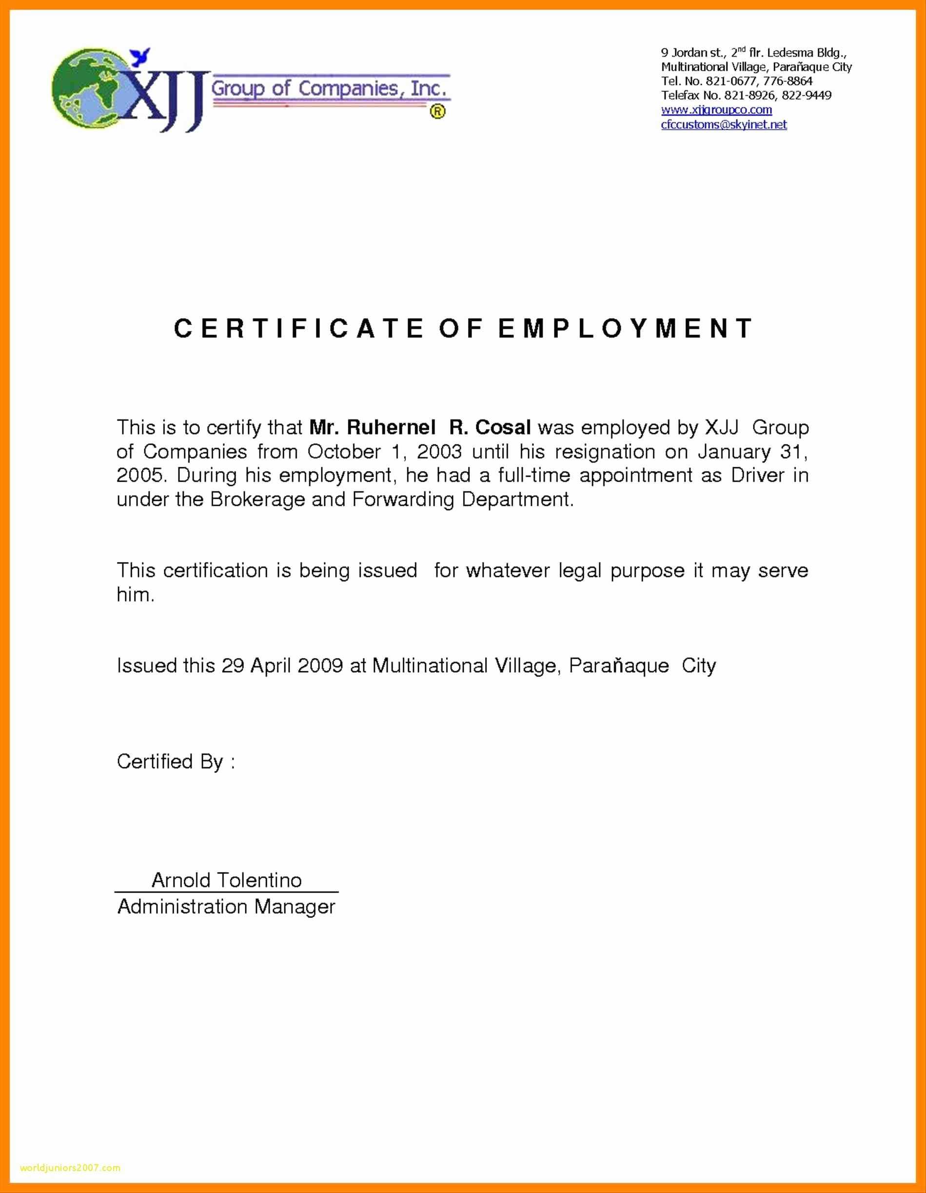 029 Certificate Of Employment Template Impressive Ideas Regarding Certificate Of Employment Template