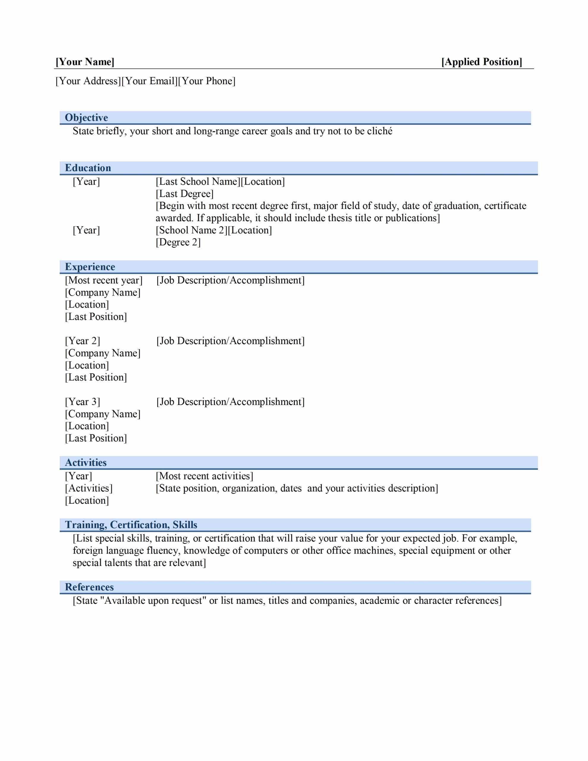 029 Chronological Resume Template Microsoft Word Tjfs Intended For Free Basic Resume Templates Microsoft Word