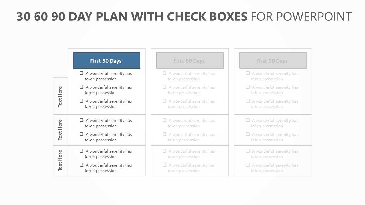 030 Day Template Ideas Plan With Check Boxes Stirring 30 60 Intended For 30 60 90 Day Plan Template Word