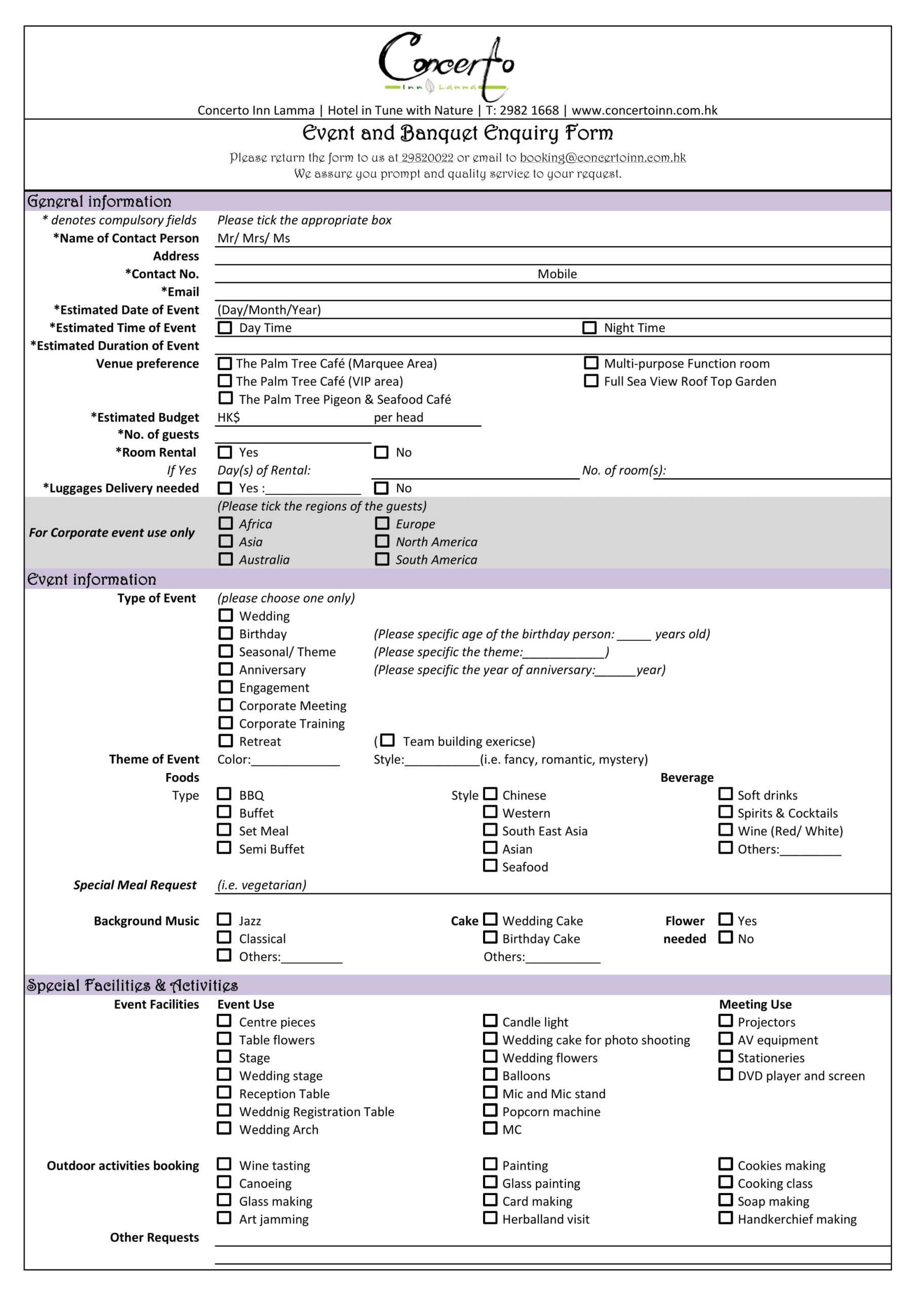 030 New Customer Form Template Client Enquiry Restaurant Within Enquiry Form Template Word