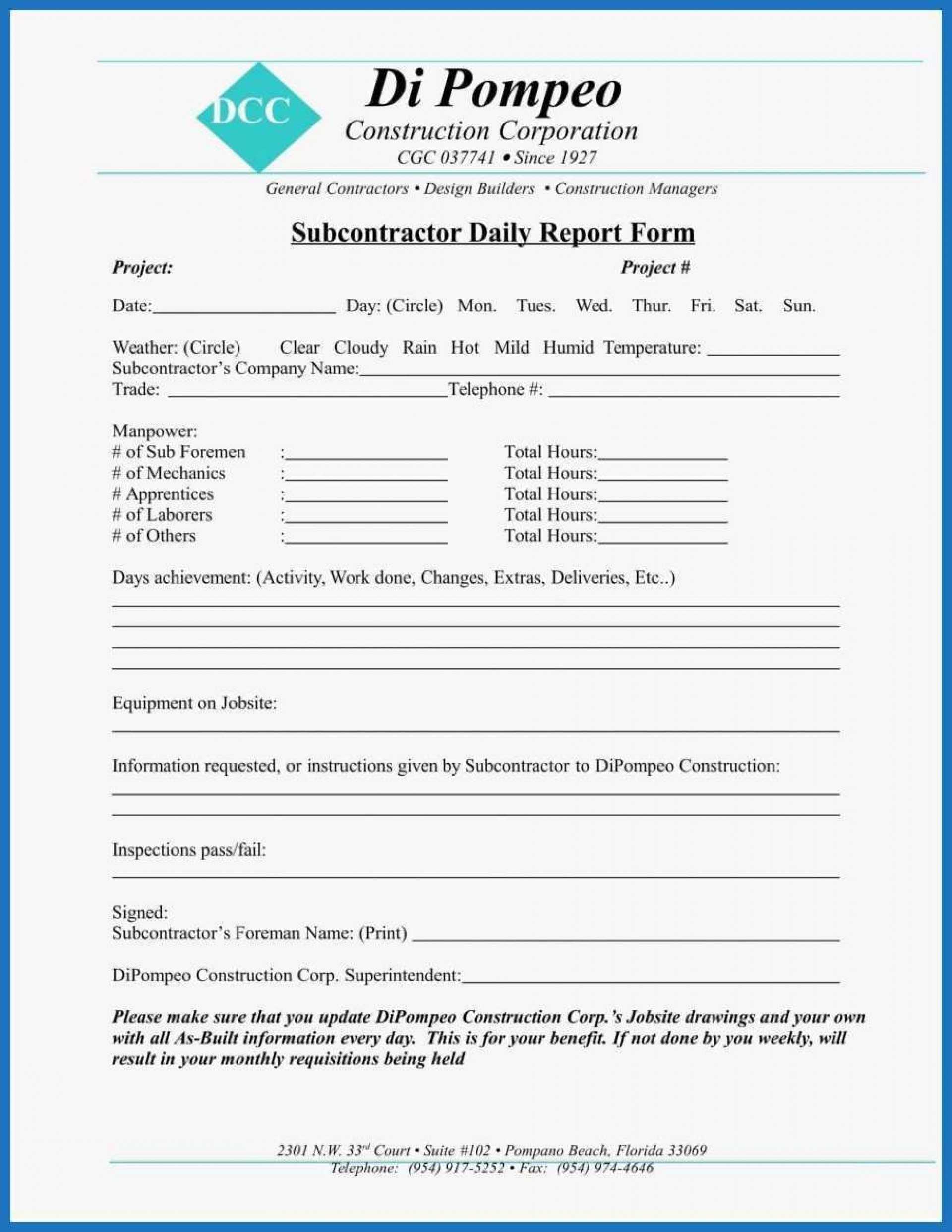 031 Construction Daily Work Report Format Template Ideascel With Regard To Best Report Format Template
