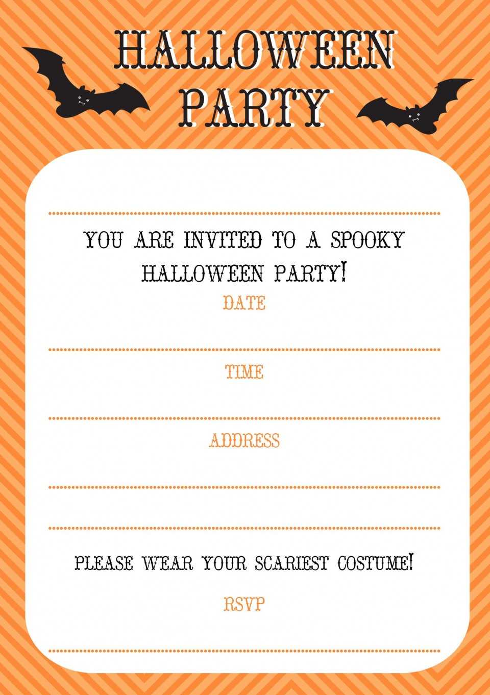 031 Template Ideas Free Halloween Party Invitations Intended For Halloween Certificate Template