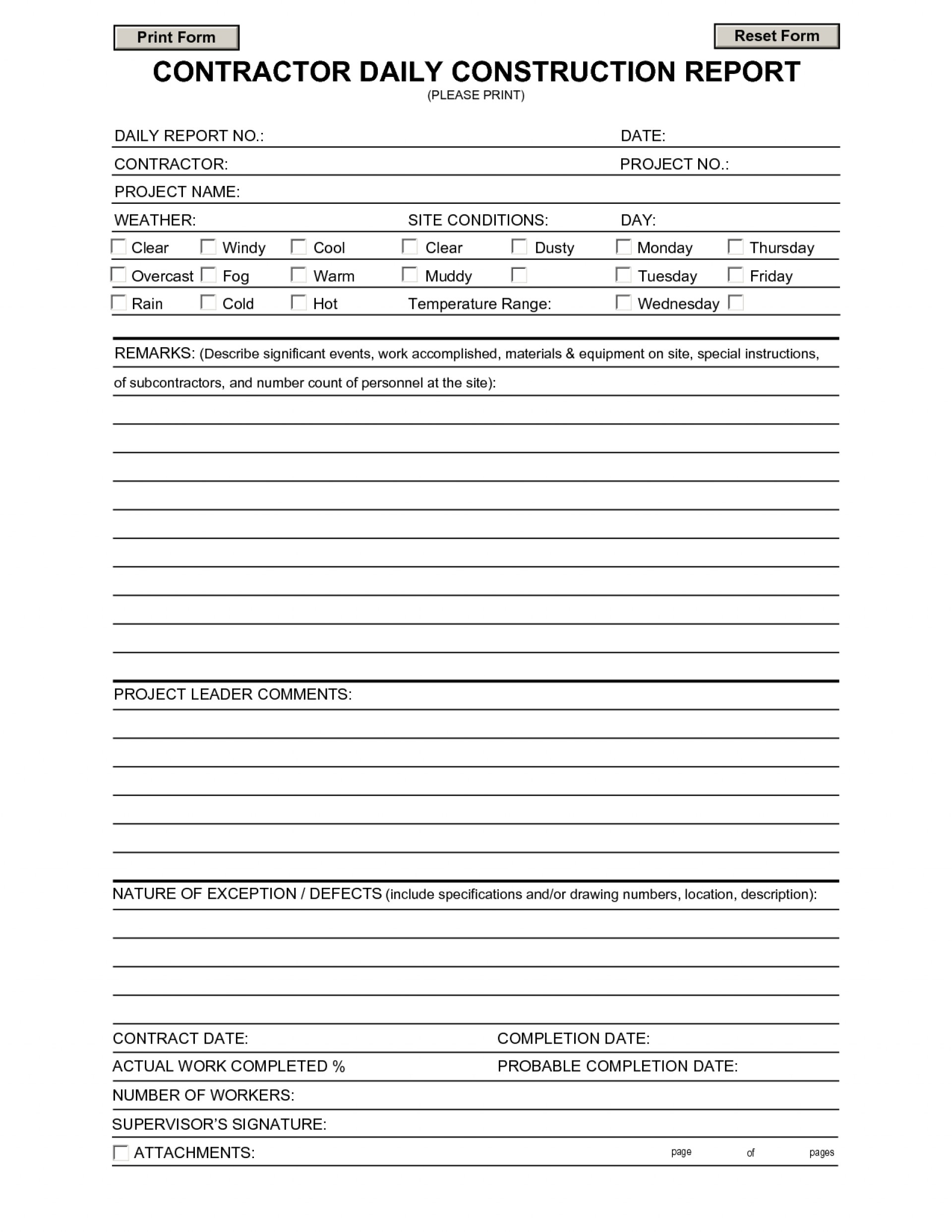 033 Daily Progress Report Format For Building Construction With Building Defect Report Template