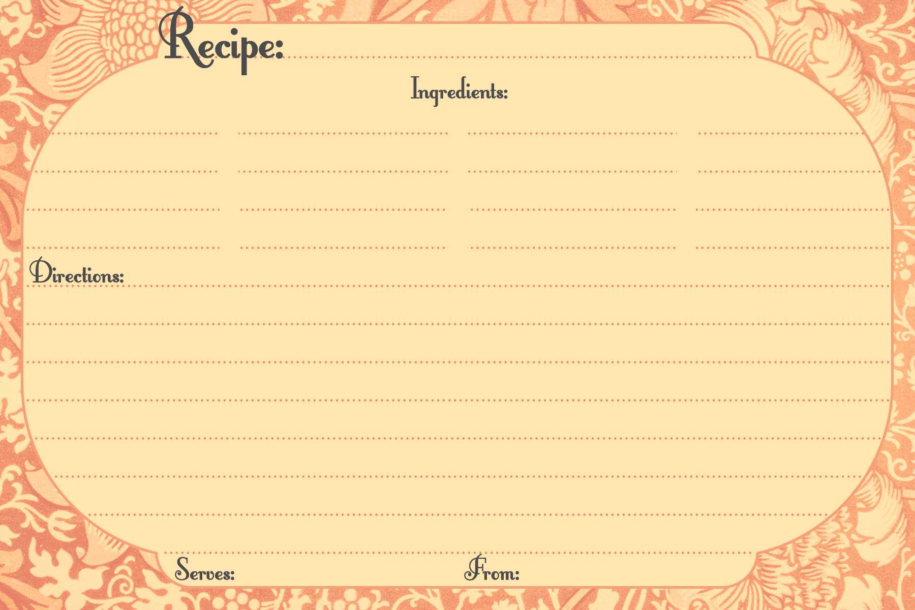 033 Free Printable Borders For Recipes Template Ideas Recipe In 4X6 Photo Card Template Free