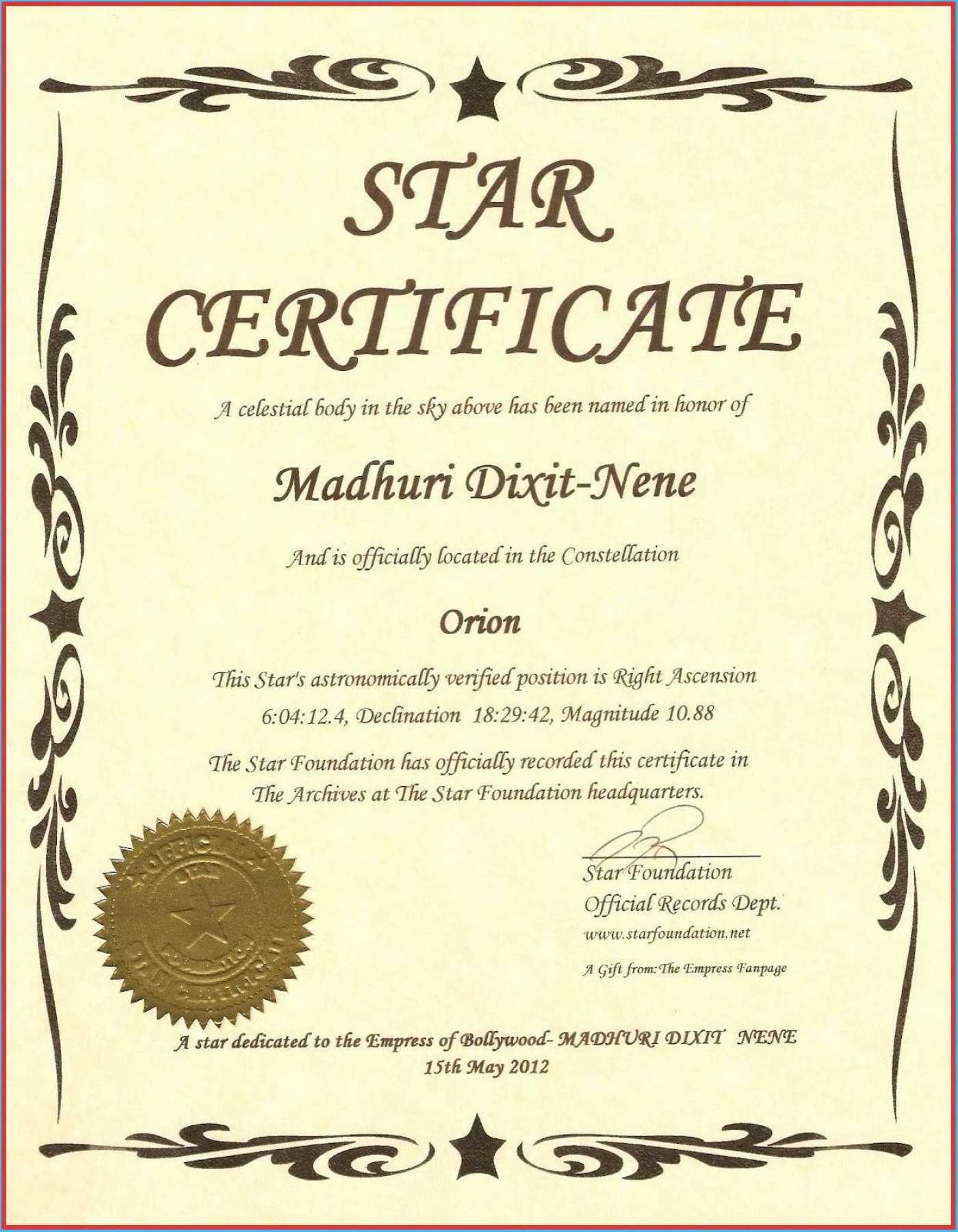 033 Template Ideas Free Printable Certificate Templates Intended For Star Naming Certificate Template