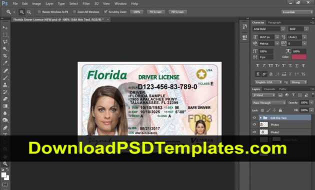 035 Teacher Id Card Photoshop Template Ideas Florida Driver inside Florida Id Card Template