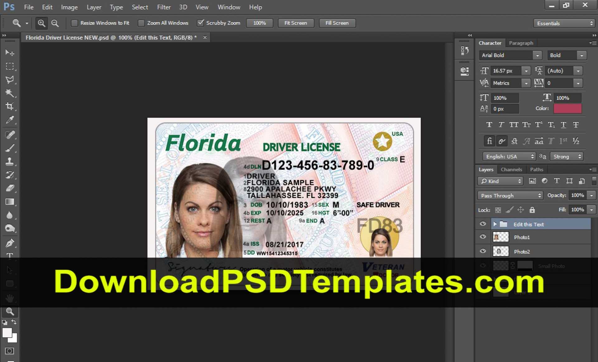 035 Teacher Id Card Photoshop Template Ideas Florida Driver Inside Florida Id Card Template