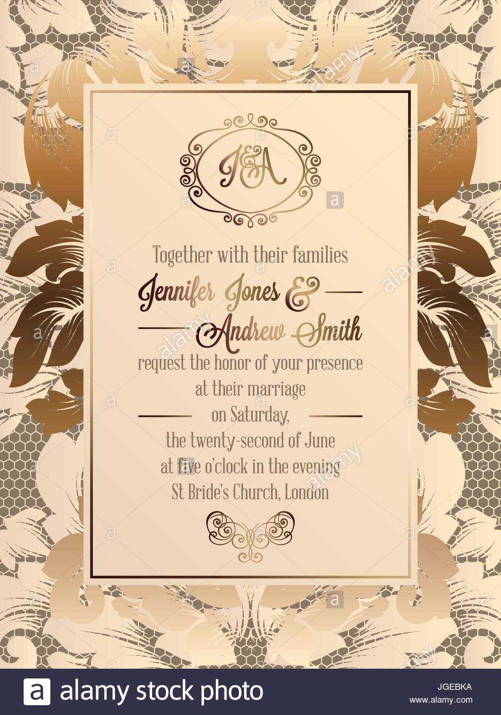 035 Vintage Baroque Style Wedding Invitation Card Template With Regard To Church Wedding Invitation Card Template